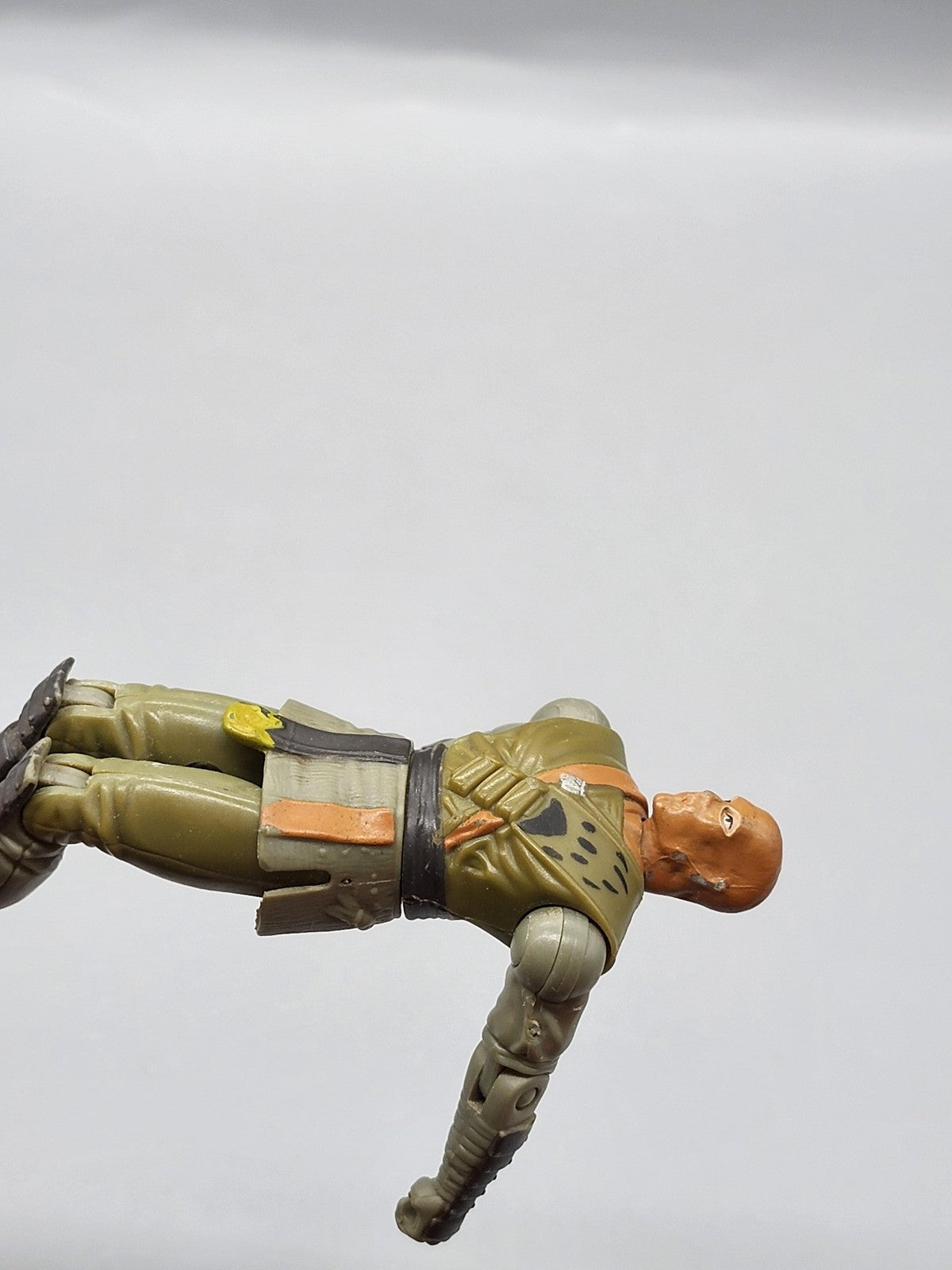 Vintage Scarred Warrior Action Figure Green Plastic Toy Loose Brown Boots