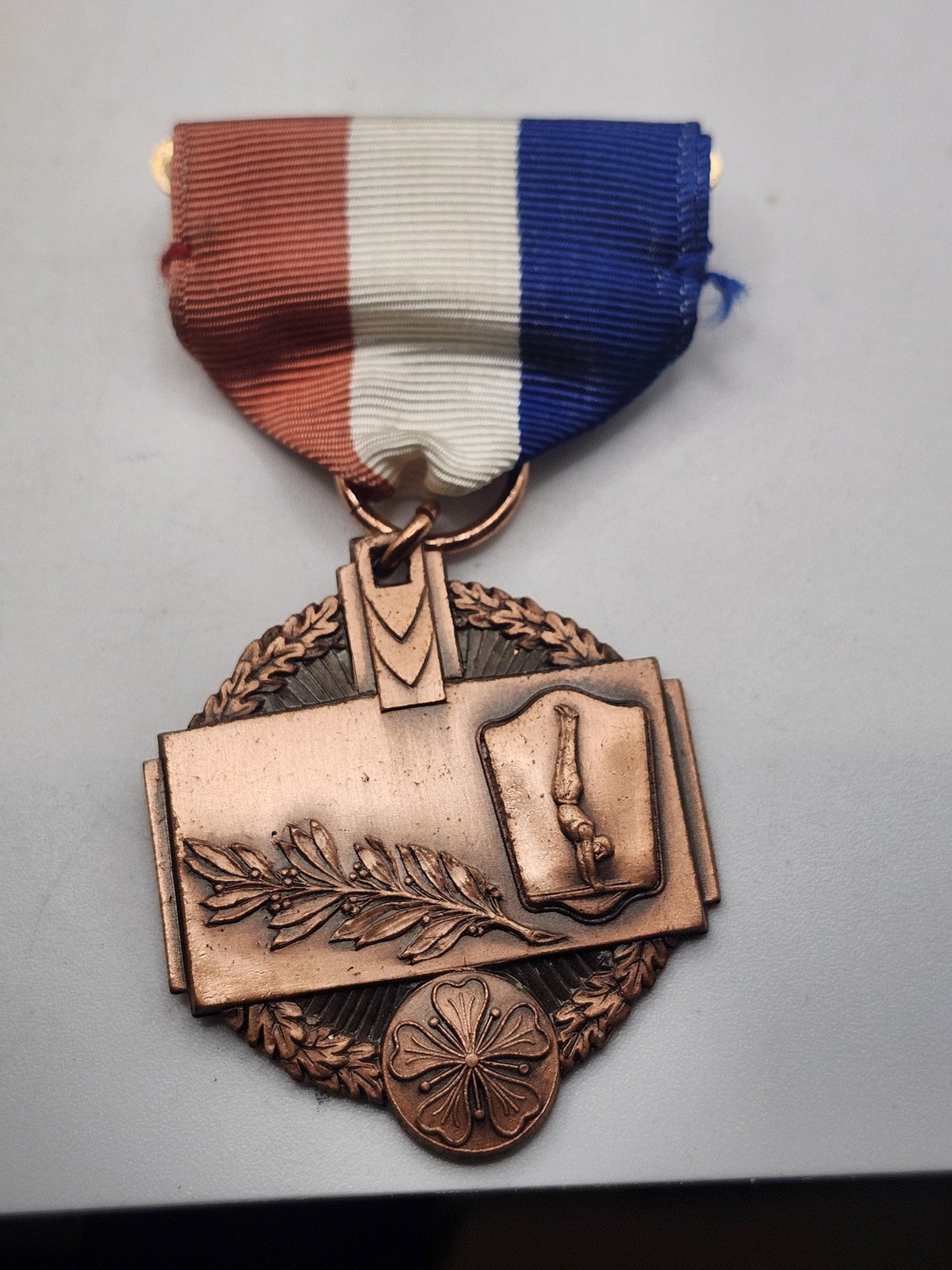 Vintage 1950 Polish American Athletic Games Bronze Medal Erie PA Ribbon Award