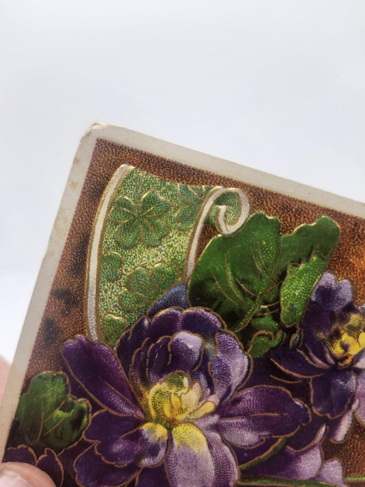 Vintage Best Birthday Wishes Embossed Postcard Purple Flowers Germany Violets