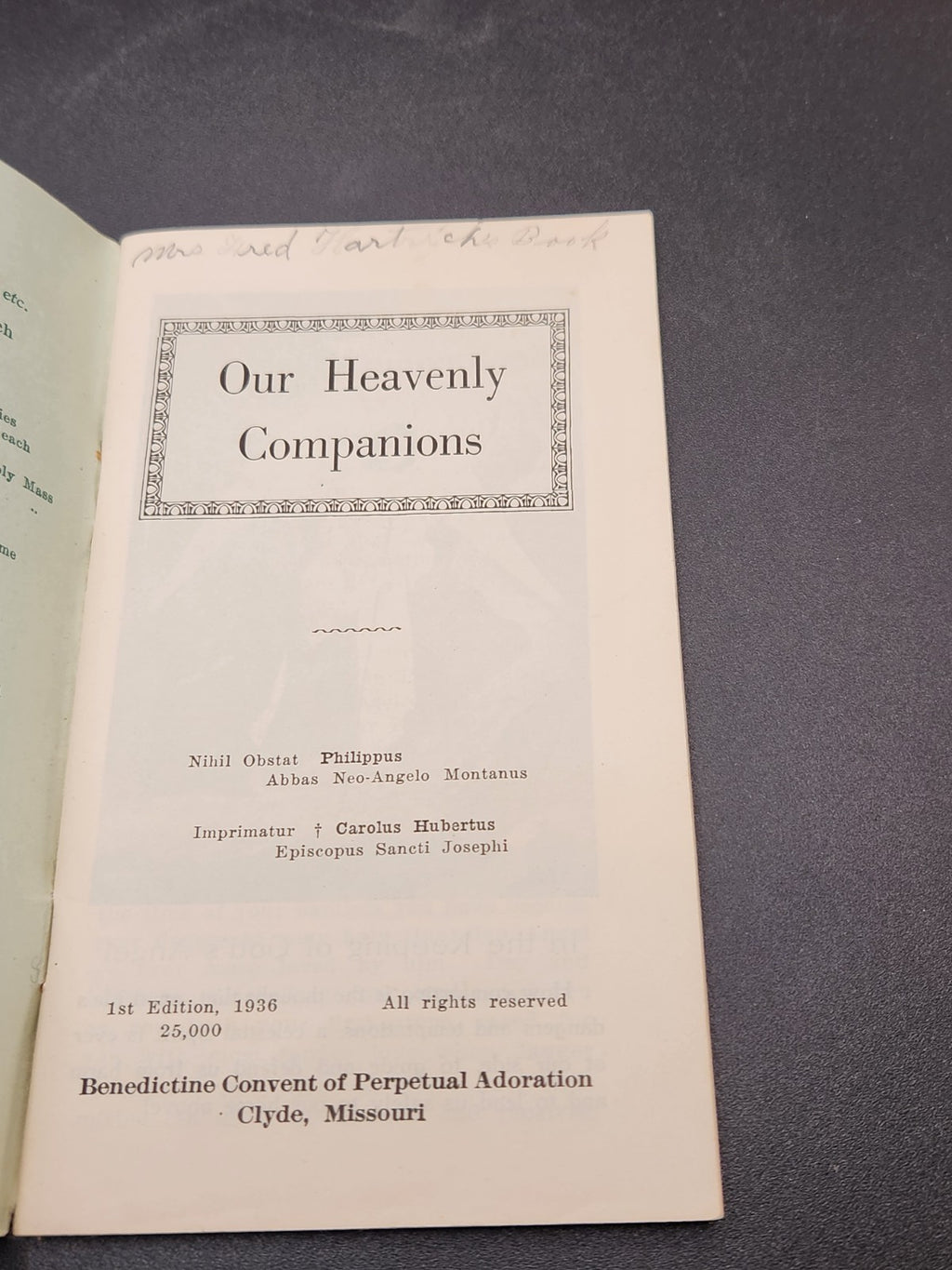 1936 Our Heavenly Companions 1st Edition Catholic Prayer Book Angel Booklet...