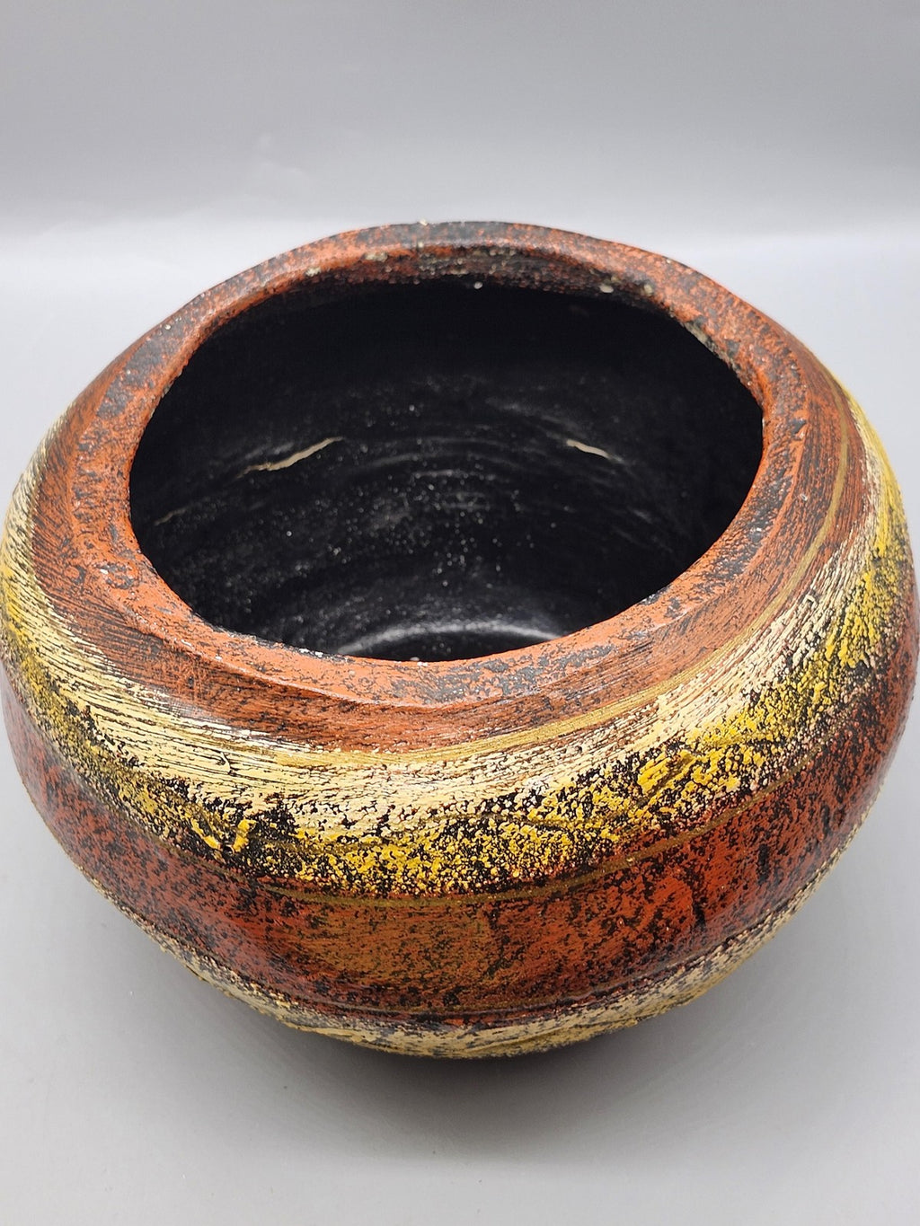 Multicolor Terracotta Round Planter Abstract Art Pottery Modern Table Decor