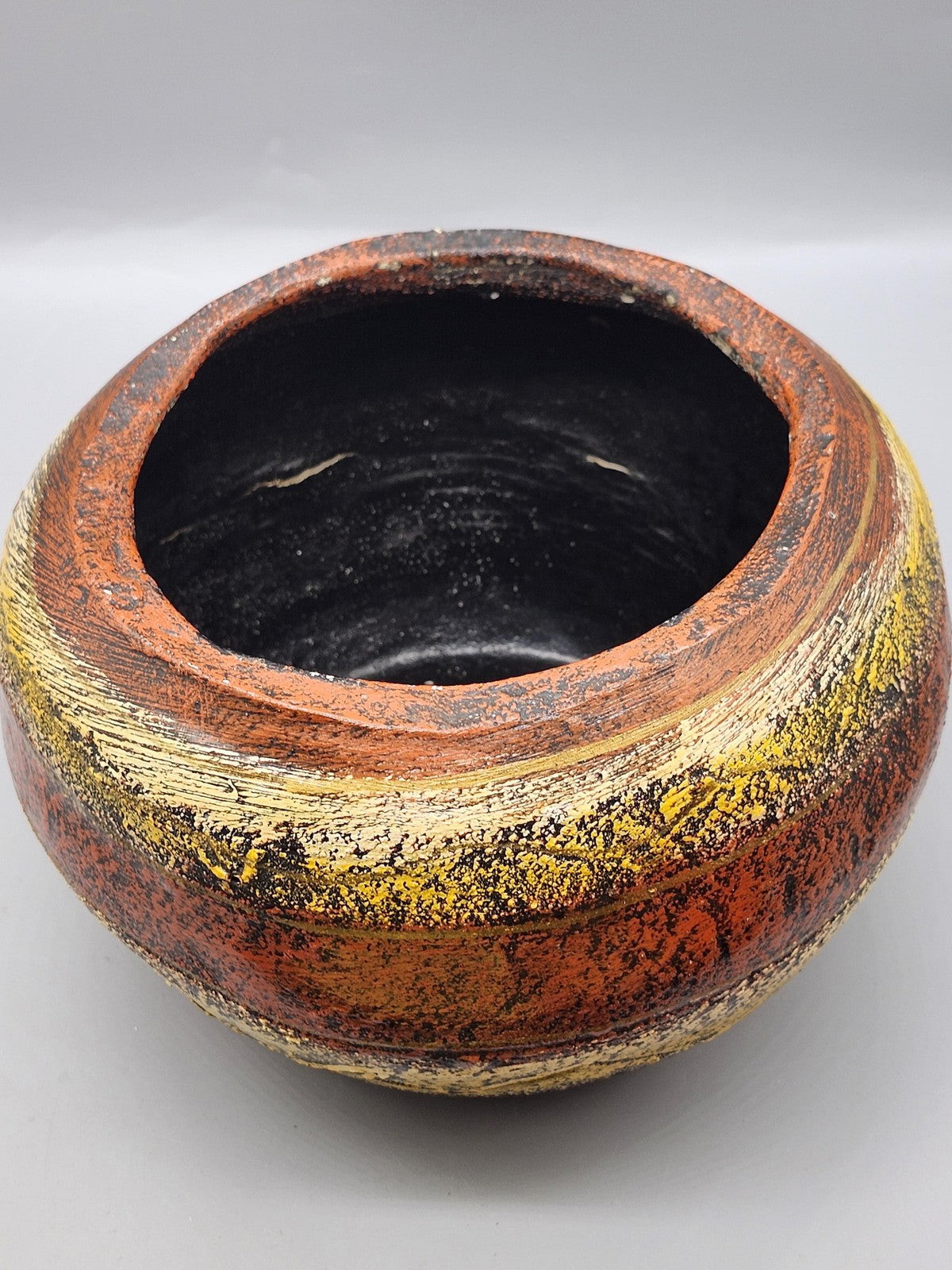 Multicolor Terracotta Round Planter Abstract Art Pottery Modern Table Decor