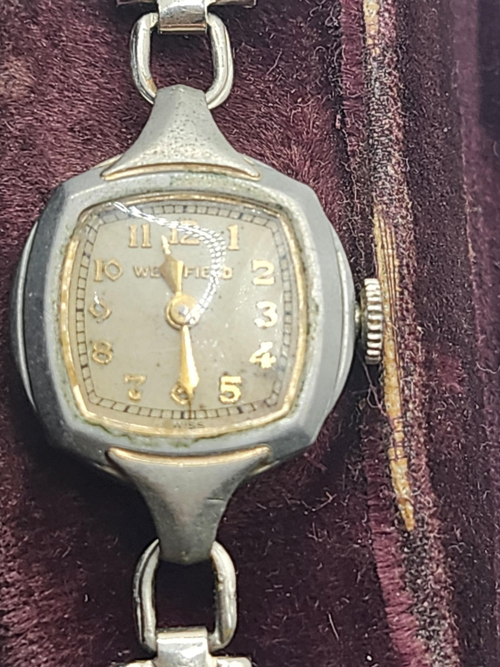 Vintage Westfield Watch Womens Silver Mechanical Swiss Manual Wind Box Bracelet