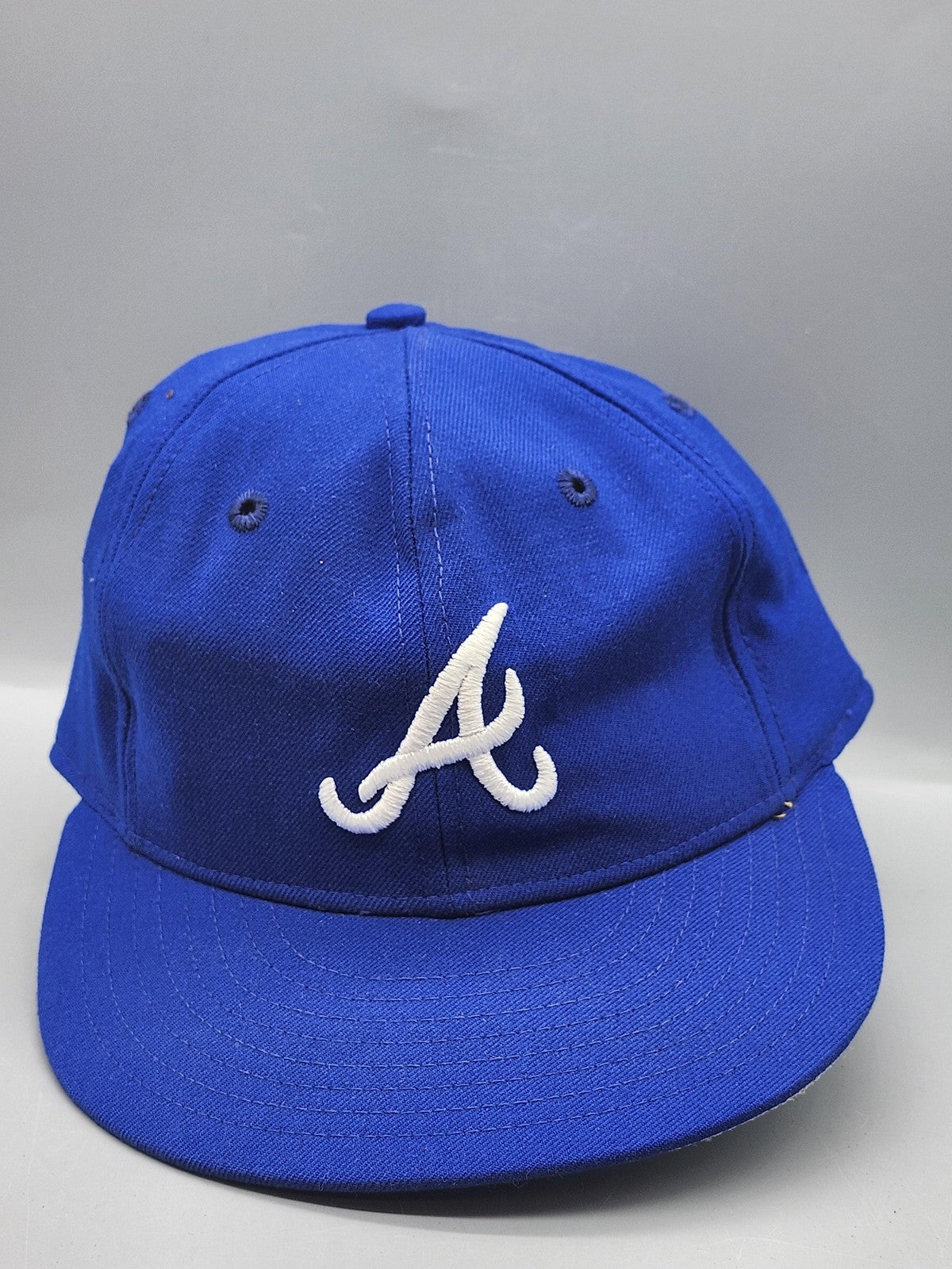 Vintage Atlanta Braves Hat Cap Fitted Mens 7 Blue MLB Baseball New Era 90s