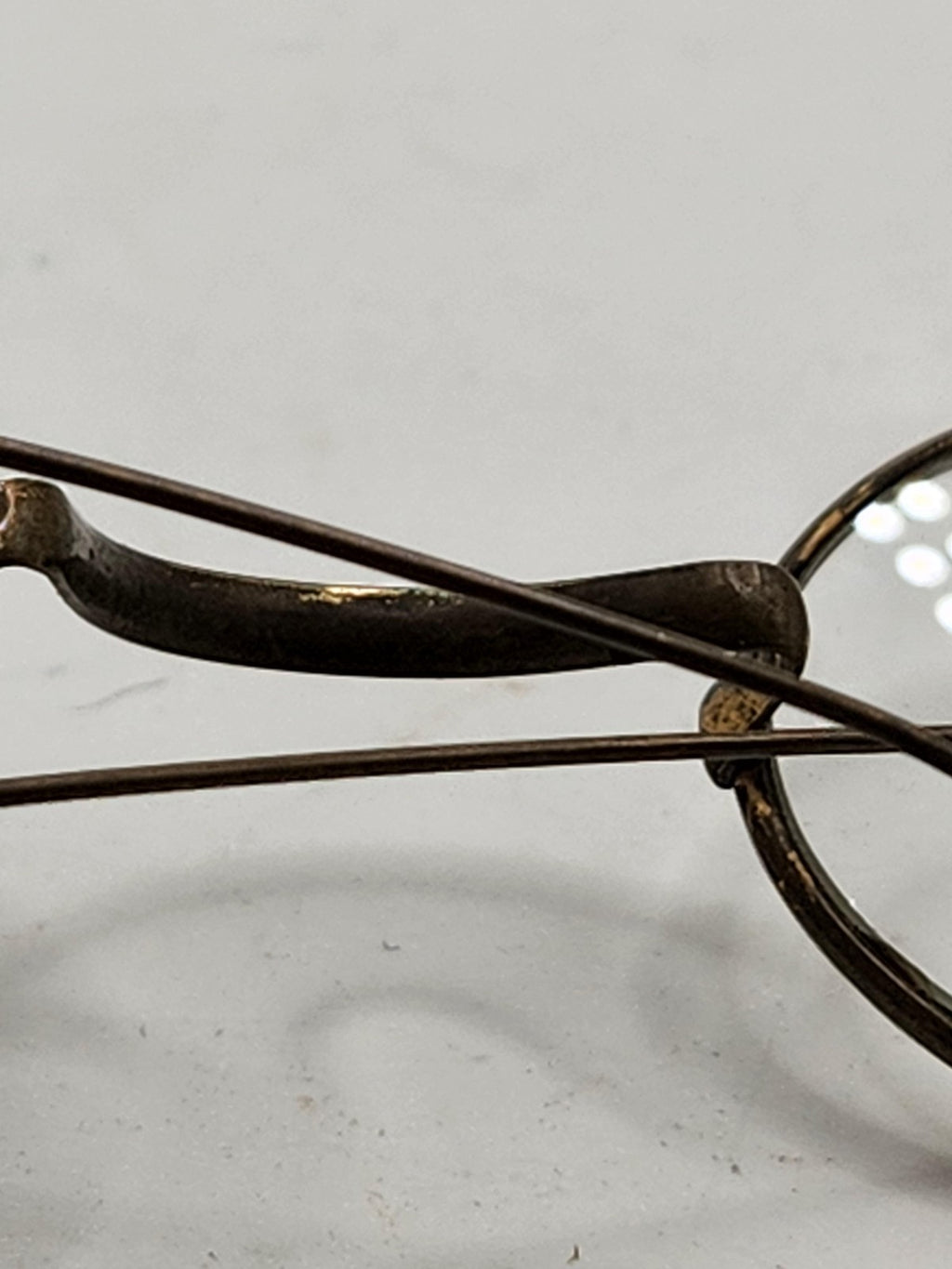 Vintage Wire Rim Oval Eyeglasses Cable Temple Spectacles Gold Tone Metal USA