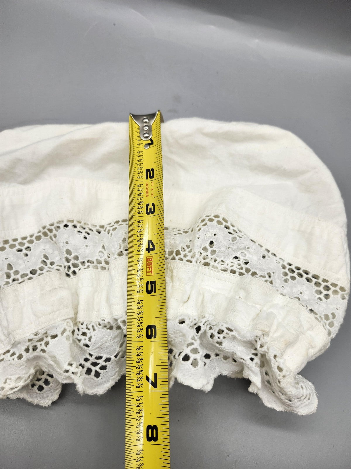 Lace Bonnet Hat Girls One Size White Eyelet Ruffle Stretch Summer Casual Baby
