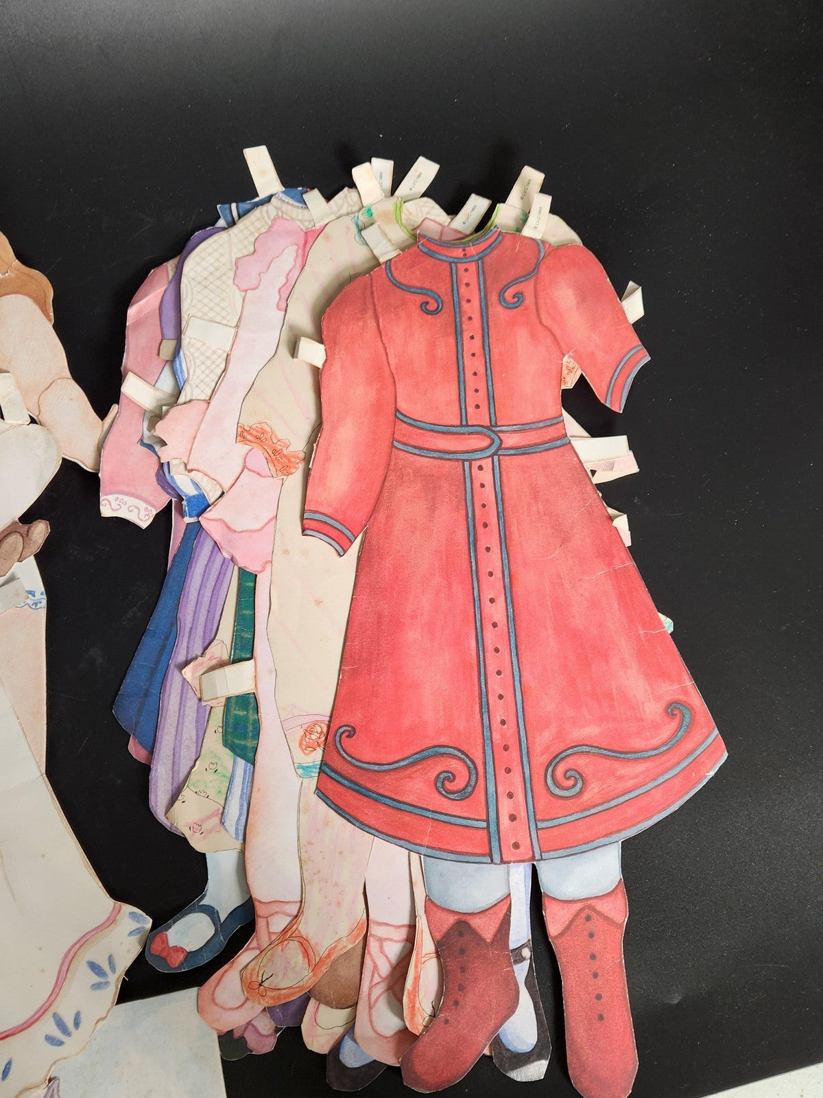 Vintage 1988 LVC Large Girl Paper Doll Stand Clothes Outfits Lot Cardboard
