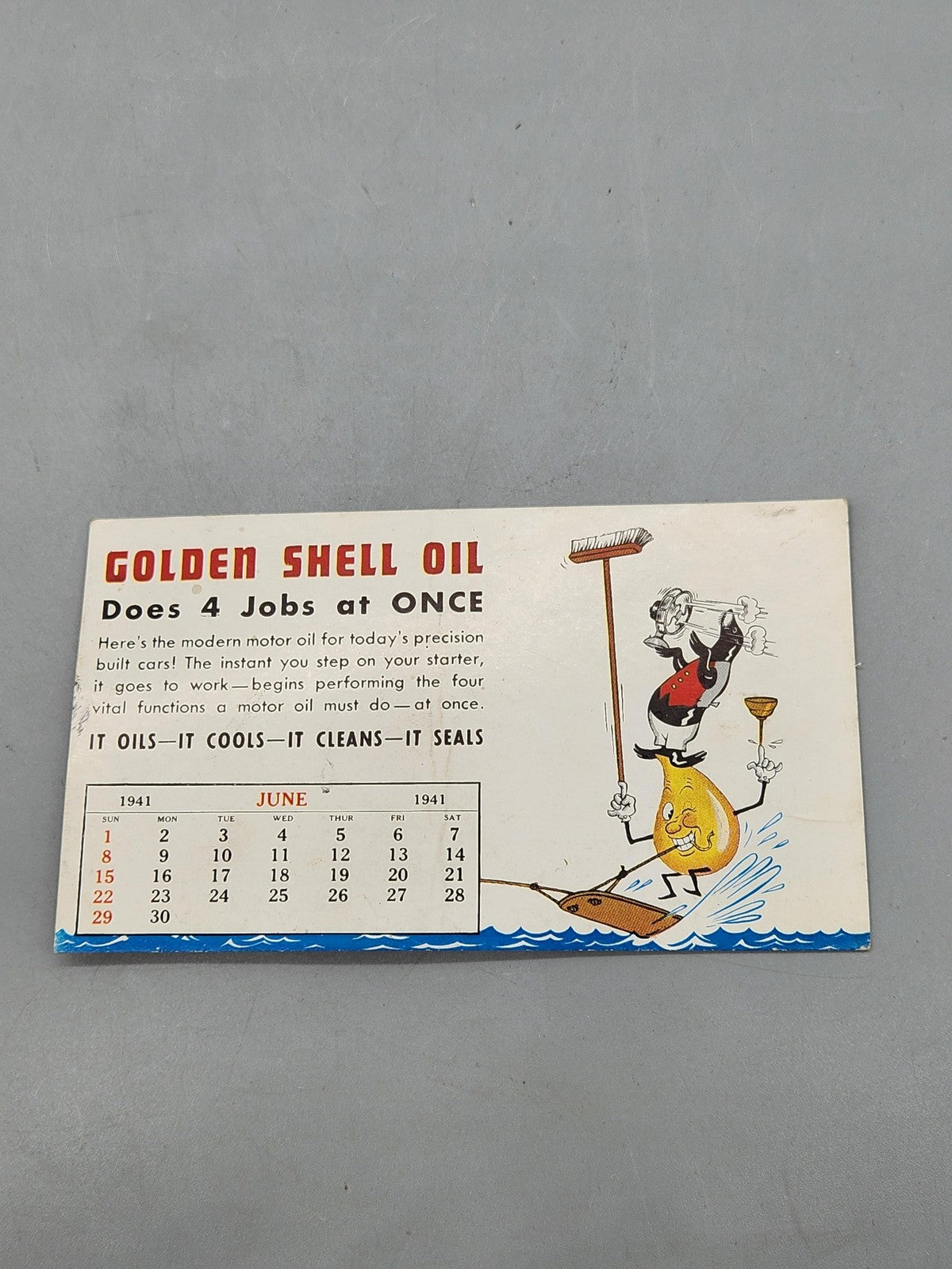 Vintage 1941 Shell Golden Shell Oil Calendar Advertising Sign White Gas Decor