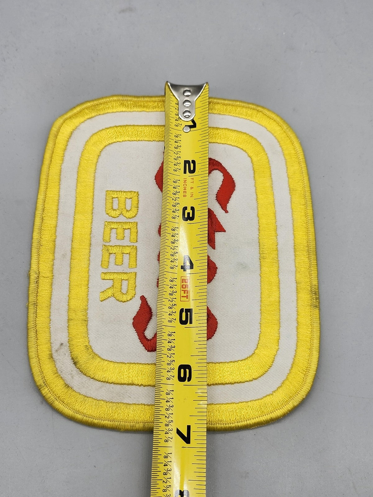 Vintage Stag Beer Patch White Yellow Red Rectangular Breweriana Advertising