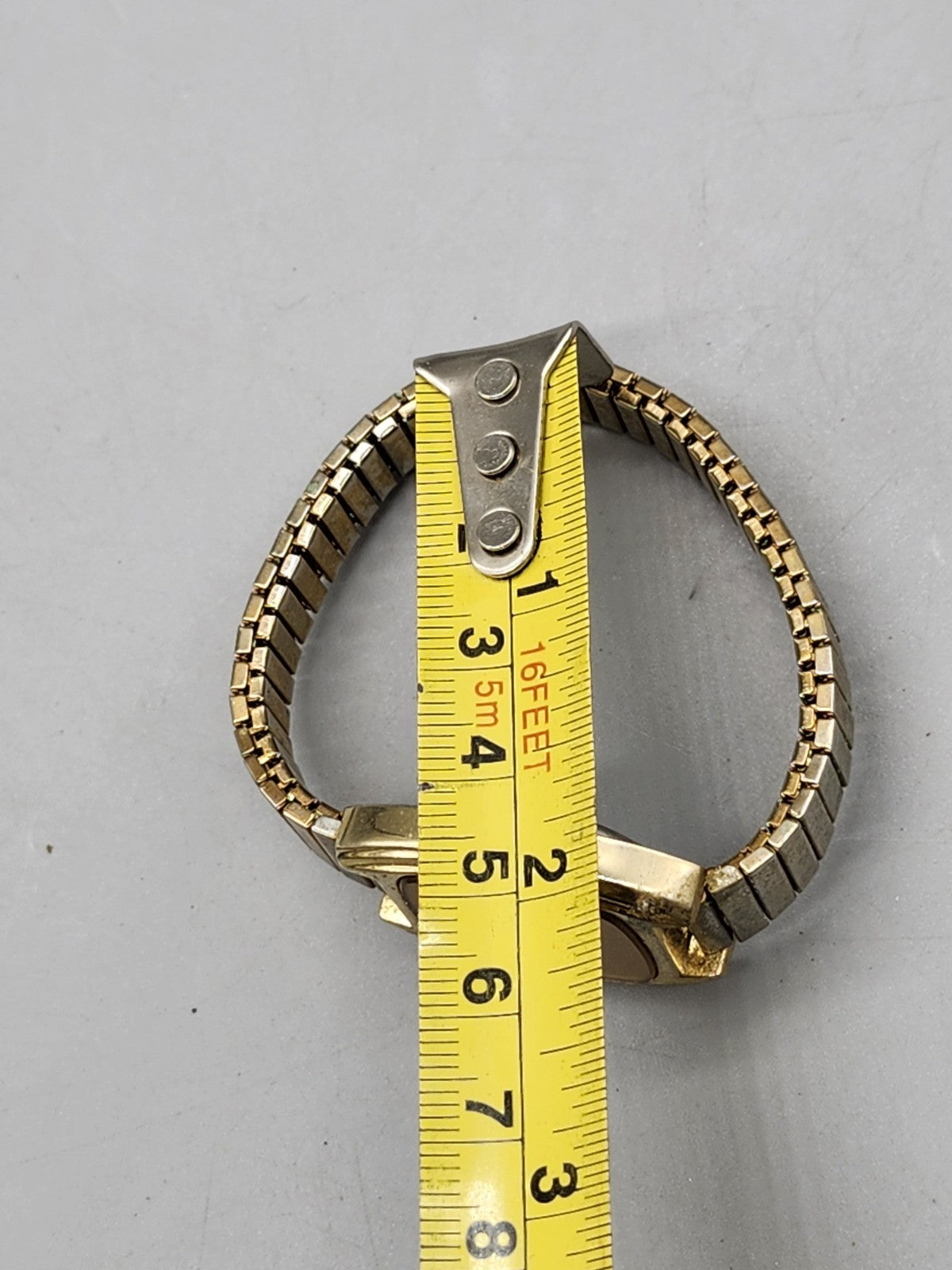 Vintage Futura LCD Digital Watch Gold Tone Stretch Band Parts Repair AS-IS