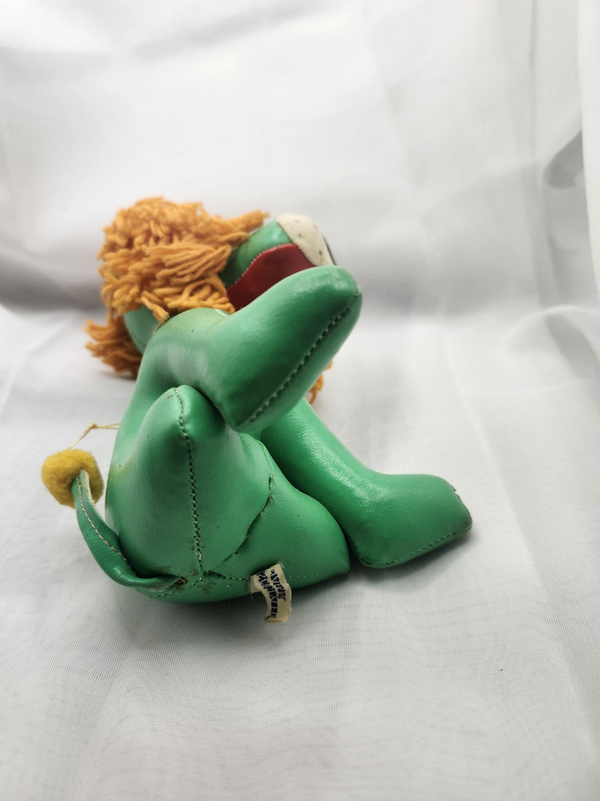 Vintage Sonson Green Lion Plush Small Stuffed Animal Japan Yarn Mane Retro