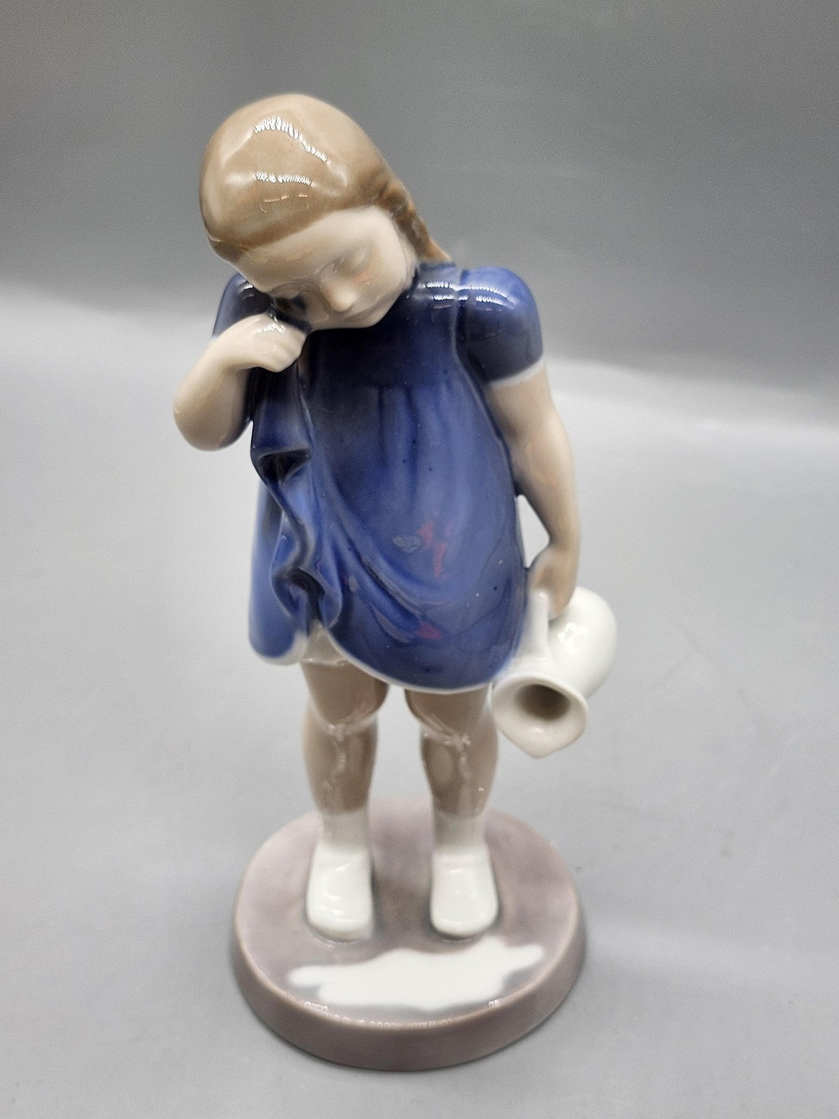 Vintage Bing & Grondahl Girl Child Figurine Small Blue Porcelain Danish Decor