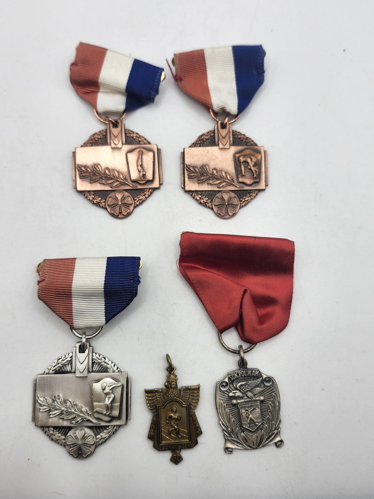 Vintage Sokol Polish American Olympic Track Medals Lot Bronze Silver Erie 1950s