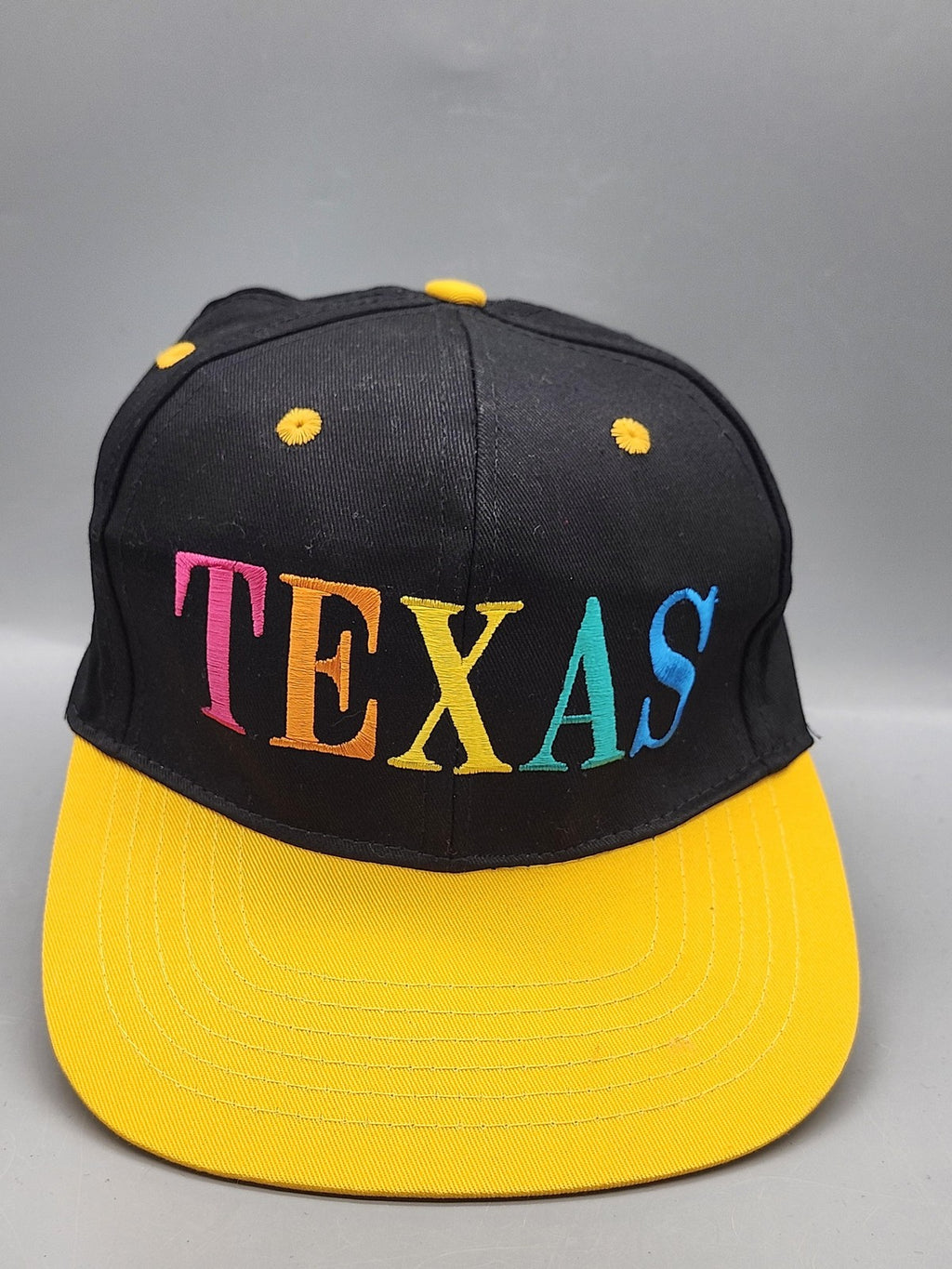 Texas Willco Imports Hat Cap Snap Back Mens One Size Black Yellow Rainbow