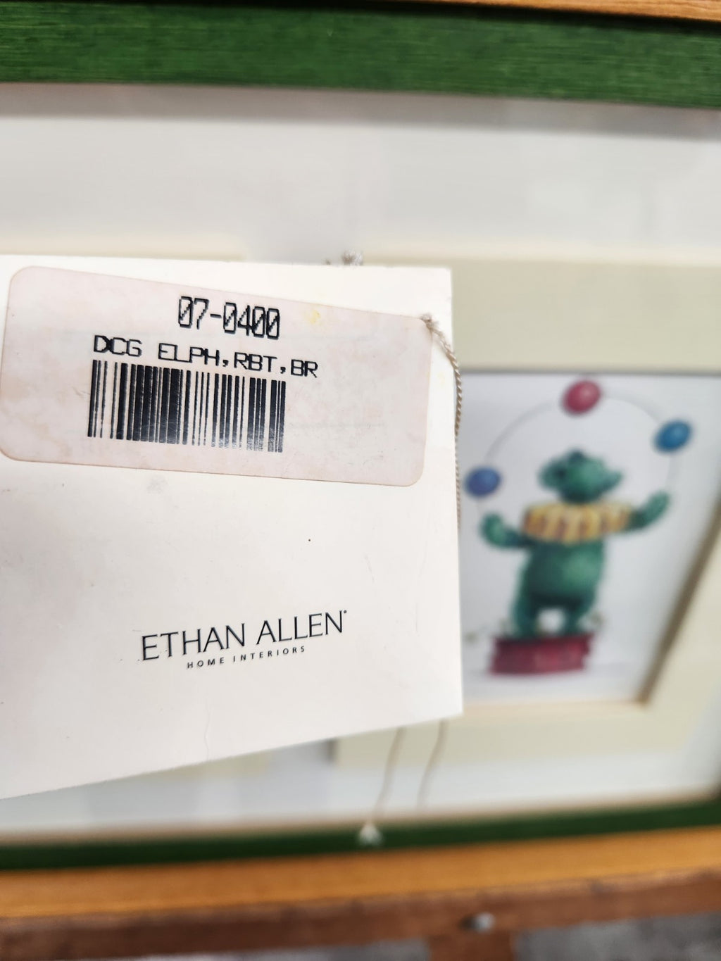 Vintage Ethan Allen Whimsical Topiary Wall Art Framed Triple Print 28x15 Signed 