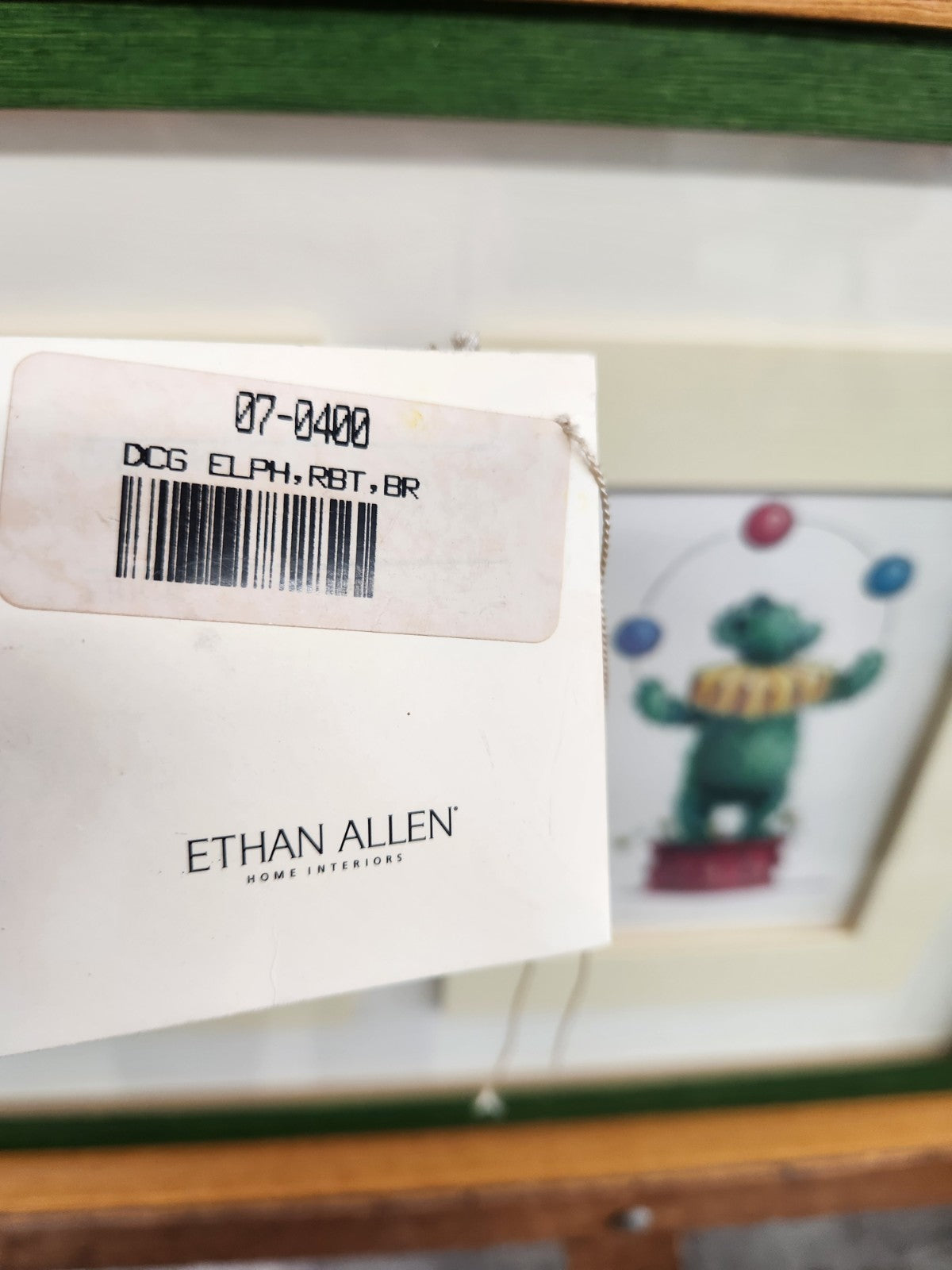 Vintage Ethan Allen Whimsical Topiary Wall Art Framed Triple Print 28x15 Signed 
