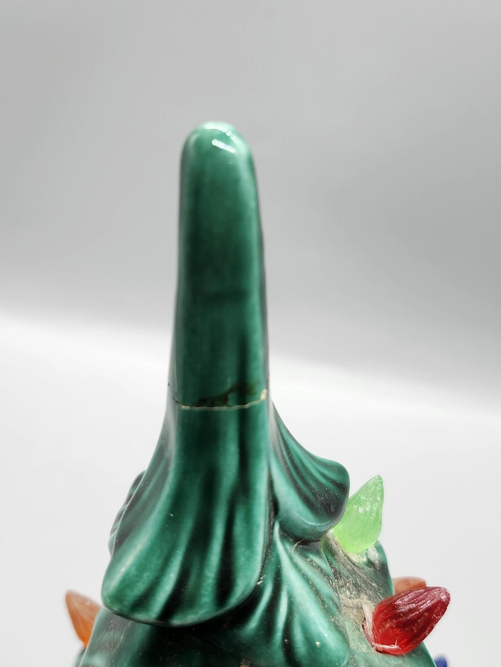 Vintage 1974 GARE Inc Green Ceramic Christmas Tree Figurine Medium Lights Bulbs