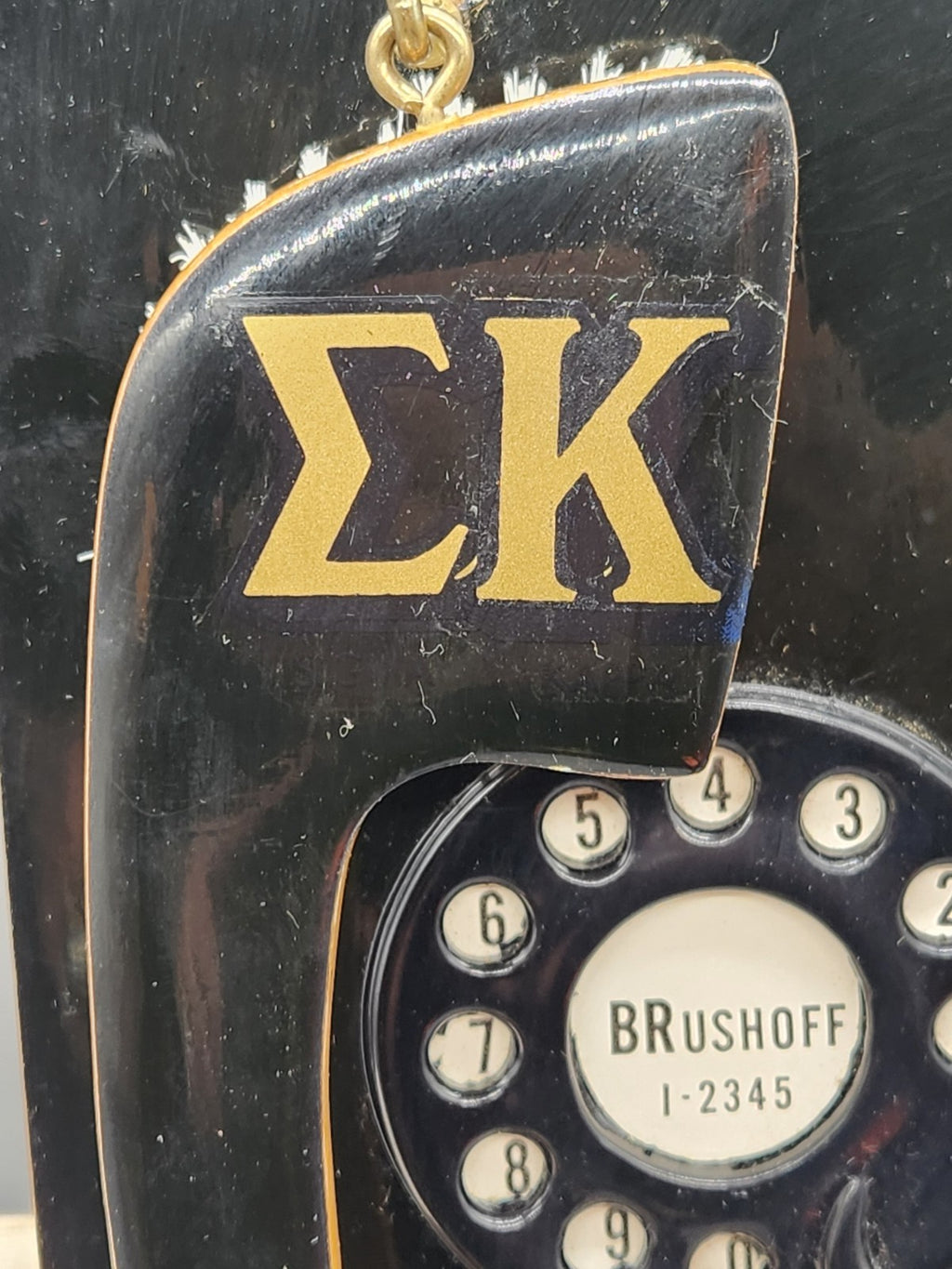 Vintage Sigma Kappa ΣΚ Rotary Telephone Brush Set Mid Century Vanity Clothes...