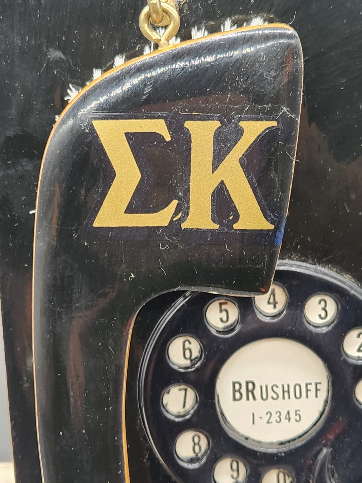 Vintage Sigma Kappa ΣΚ Rotary Telephone Brush Set Mid Century Vanity Clothes...