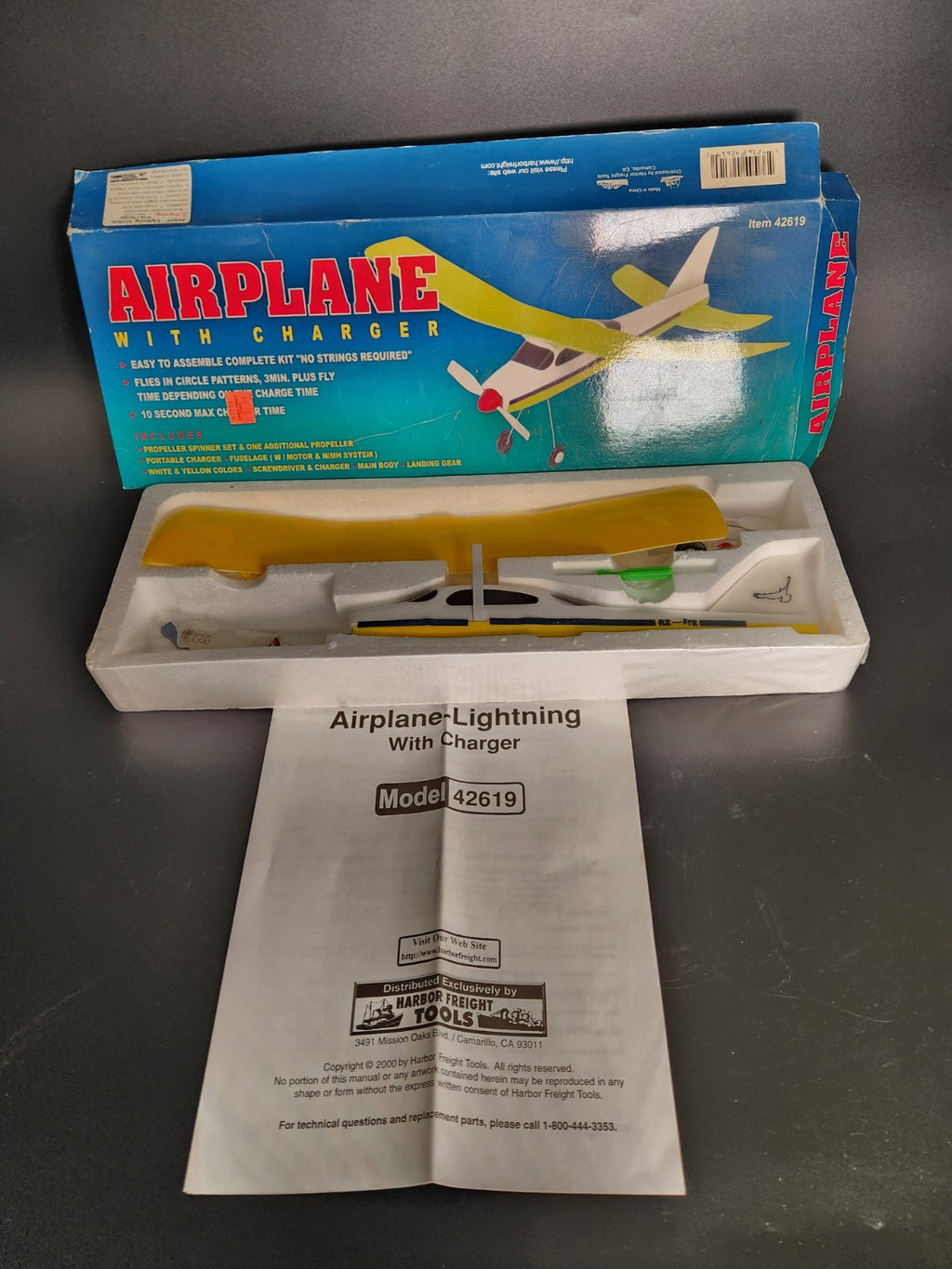 Vintage Harbor Freight Airplane Lightning With Charger Model 42619 RC Plane