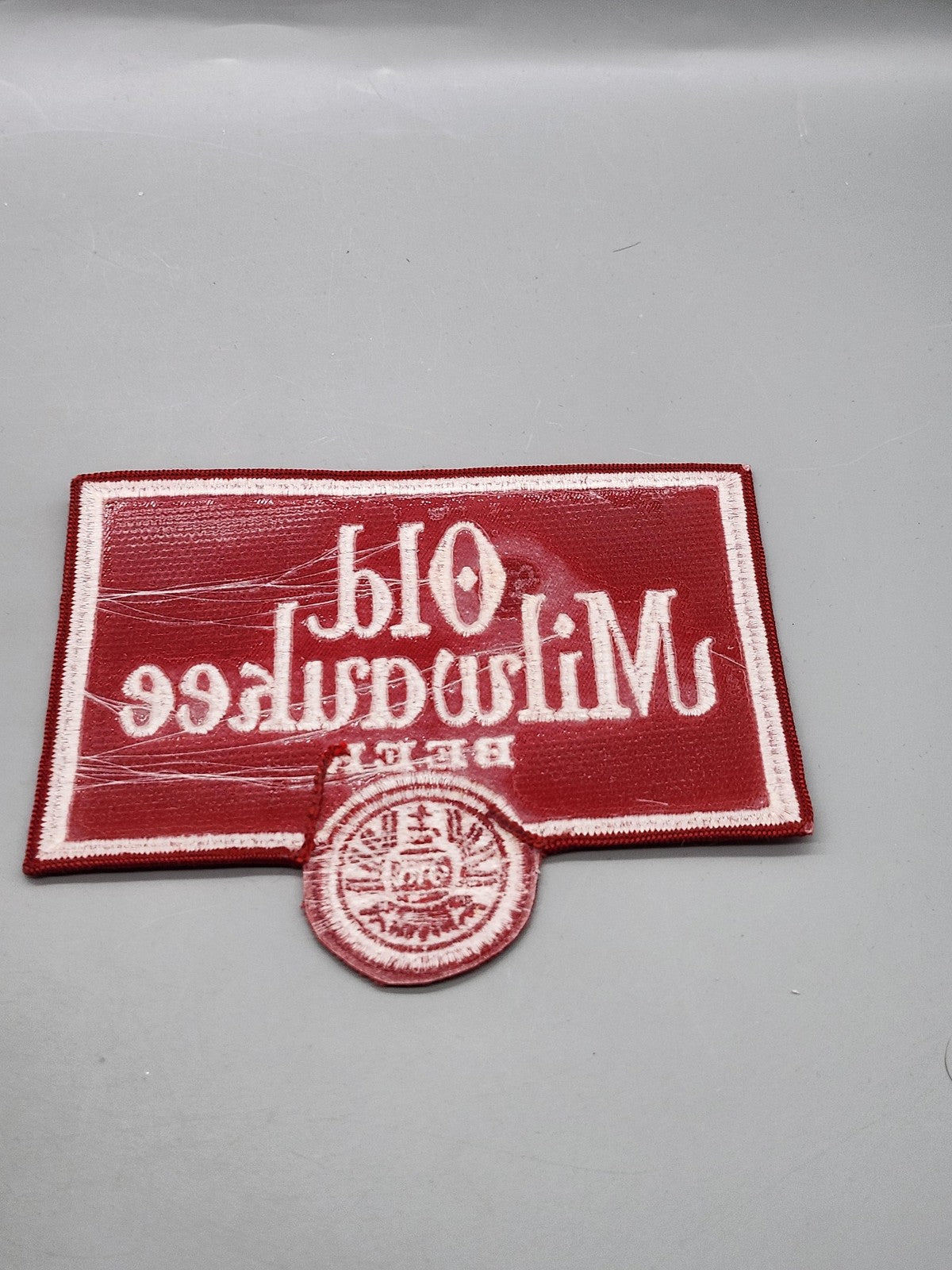 Vintage Old Milwaukee Beer Patch Red White Iron On Logo Breweriana Advertising