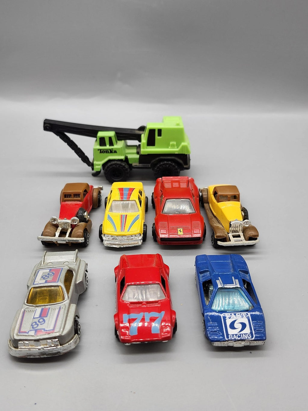 Diecast Car Lot 8pc Mixed Brands Tonka Crane Truck Small Toy Vehicles Multicolor