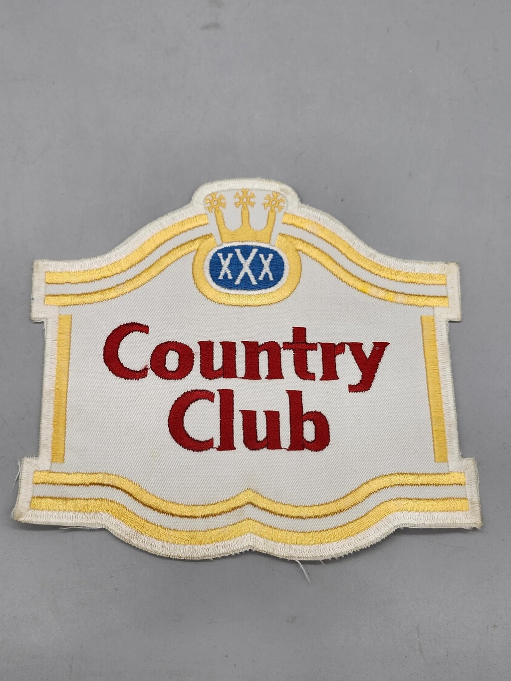 Vintage Country Club Beer Patch Large White Yellow Red Embroidered Breweriana