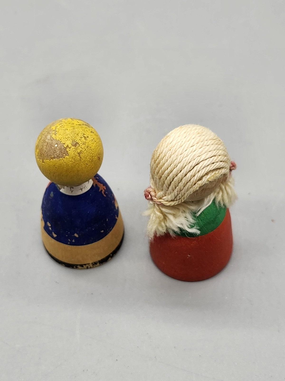 Vintage Hemslojd Swedish Folk Dolls 2 In Wood Cloth Pair Mini Figures Sweden