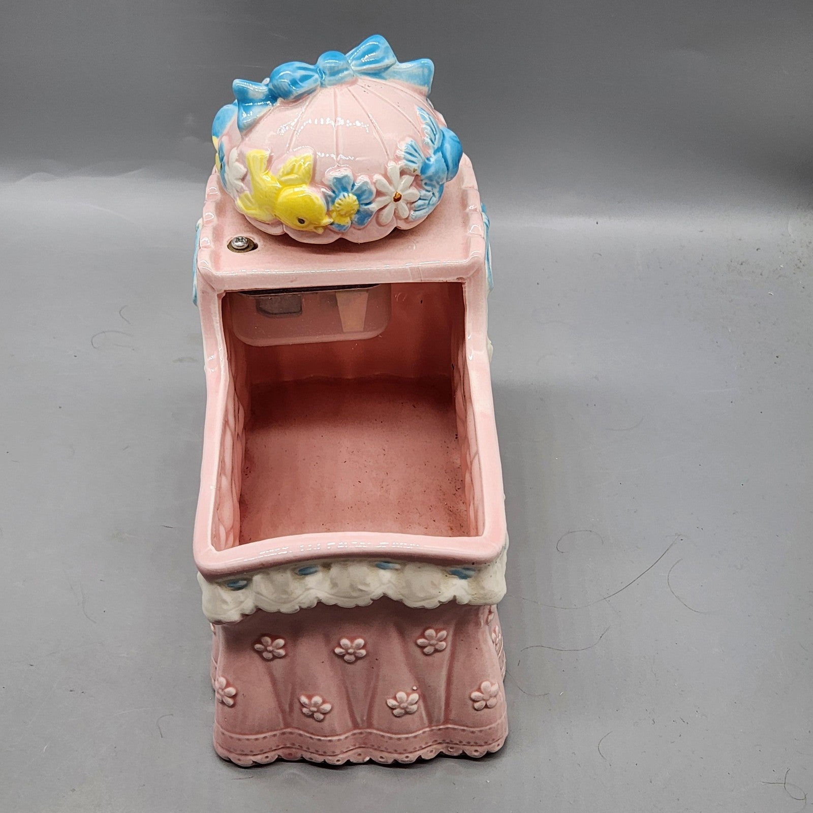 Vintage MC Baby Planter Medium Pink Ceramic Teddy Bear Nursery Decor Japan
