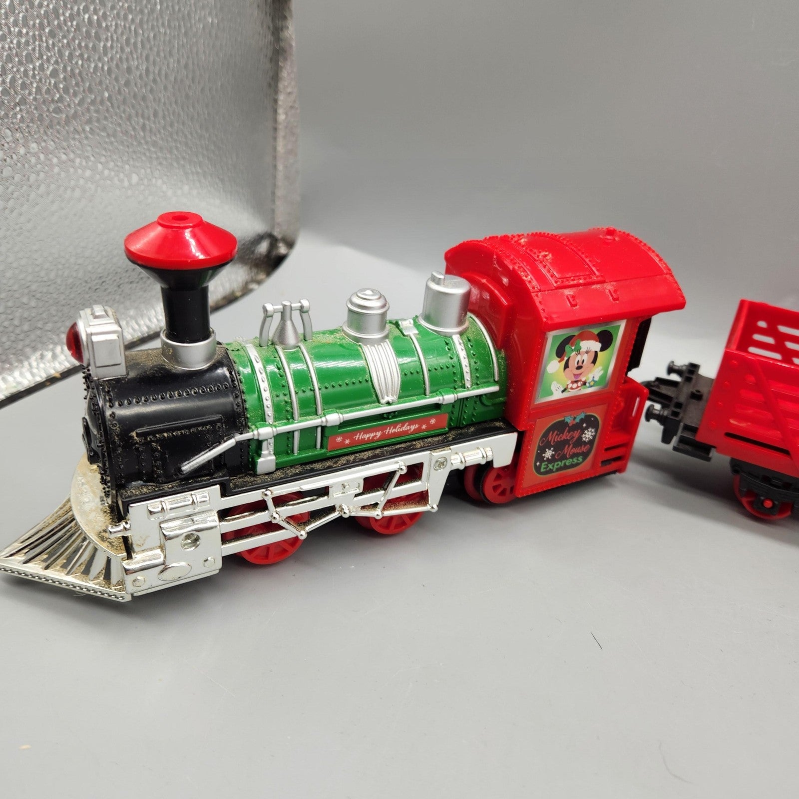 Disney Mickey Mouse Christmas Train 3pc Engine Gondola Sled Red Toy Holiday