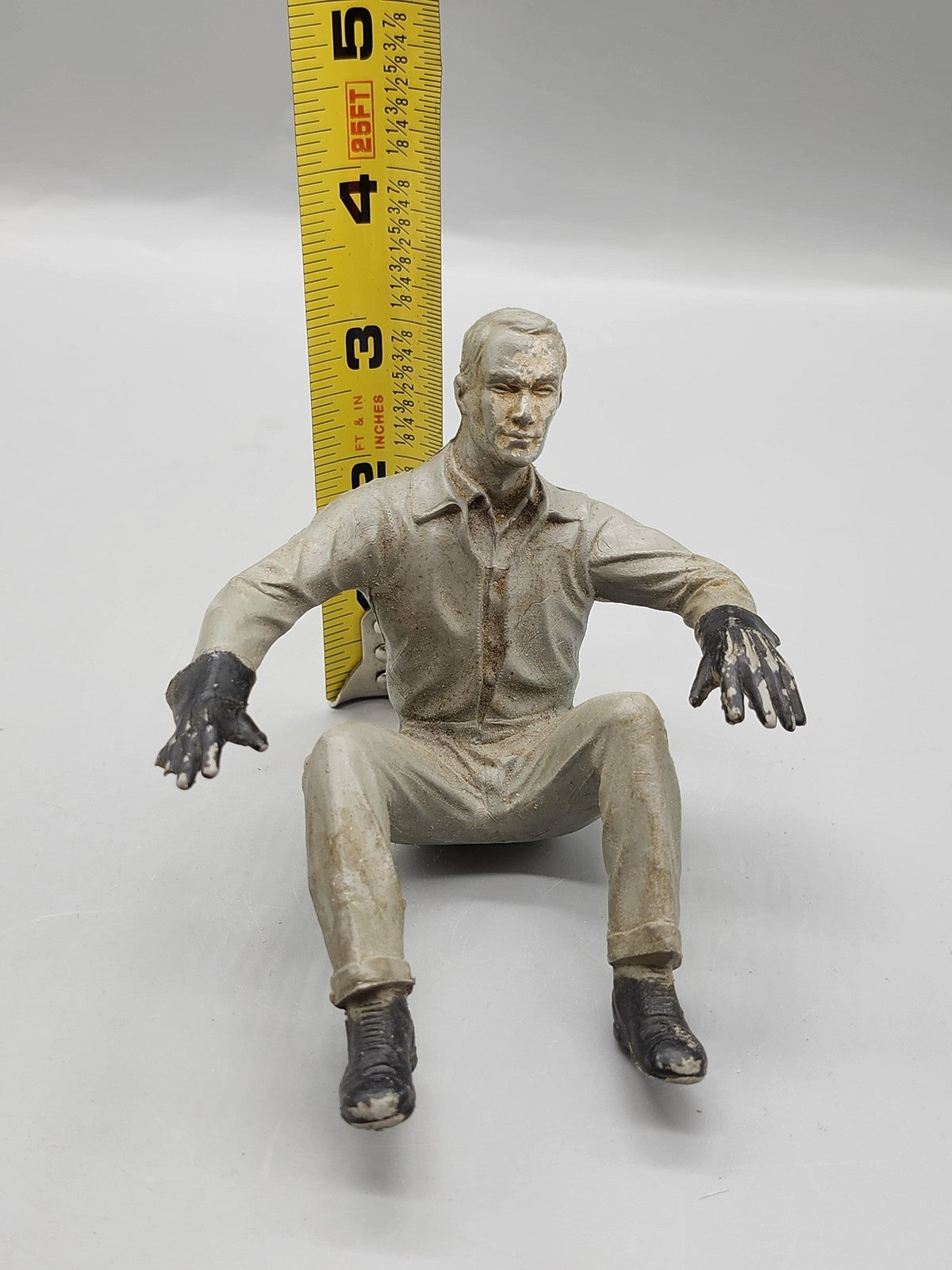 Vintage Gray Driver Action Figure Seated Plastic Toy Loose Black Gloves