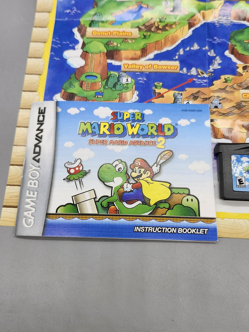 Super Mario World Super Mario Advance 2 Nintendo GBA Cart Manual Map NTSC-U/C E