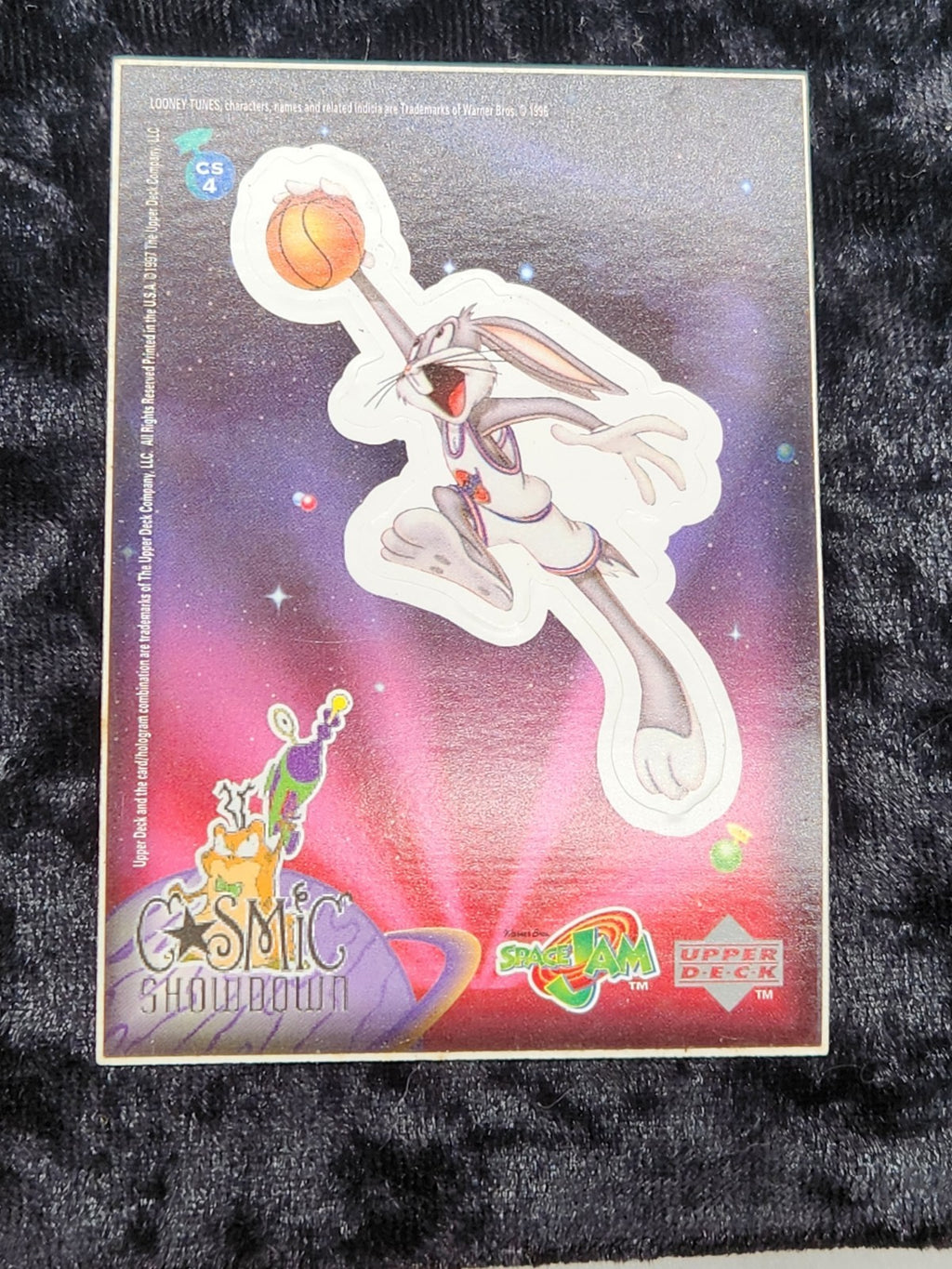 1997 Space Jam Cosmic Showdown CS4 Bugs Bunny Sticker Card Upper Deck Looney...
