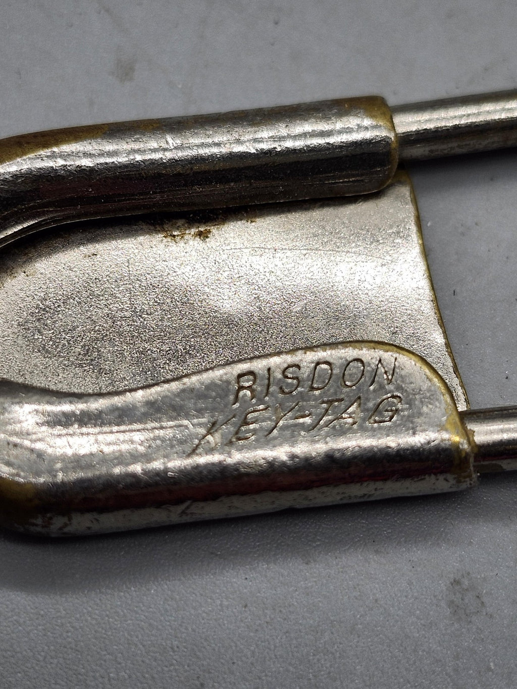 Vintage Risdon Key-Tag Safety Pin Silver Metal Keychain Holder Large Utility