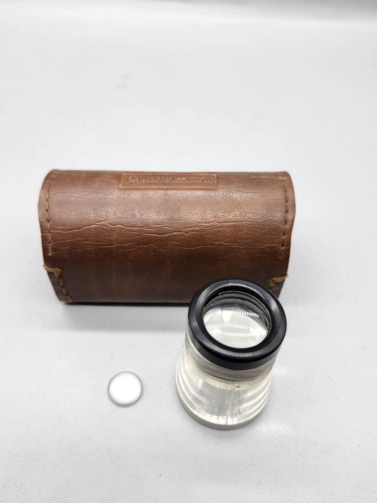 Bausch & Lomb Measuring Magnifier Loupe Reticle Leather Pouch Case Vintage Tool