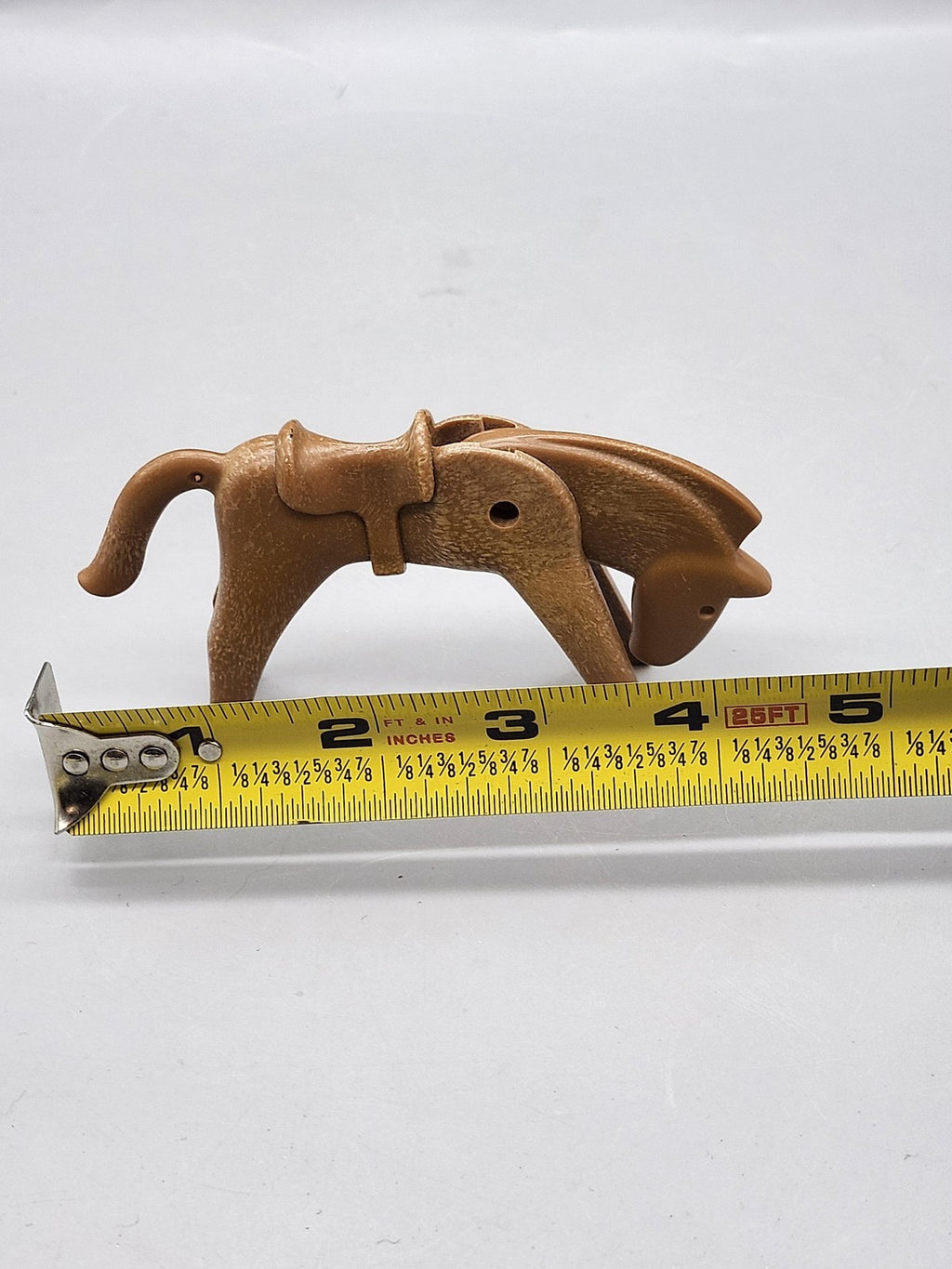 Vintage 1974 Playmobil Horse Action Figure Brown Plastic Toy Loose Saddle Geobra