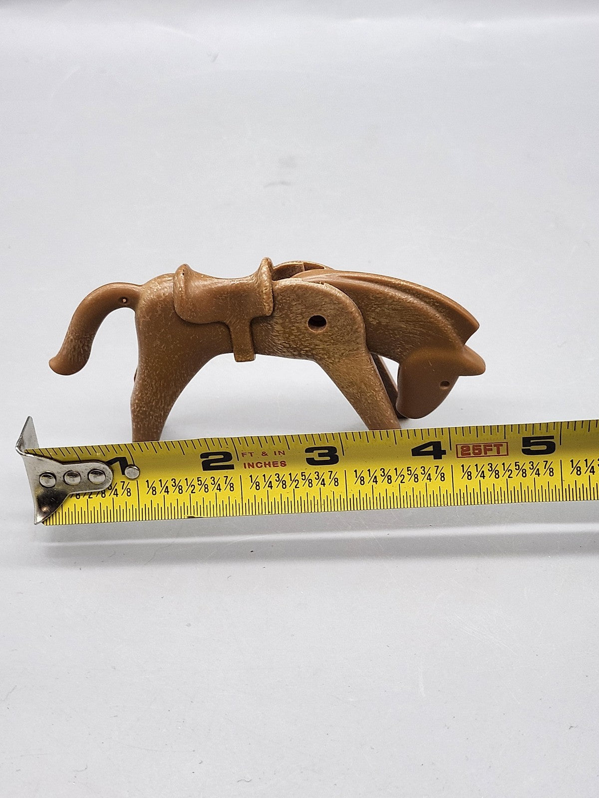 Vintage 1974 Playmobil Horse Action Figure Brown Plastic Toy Loose Saddle Geobra