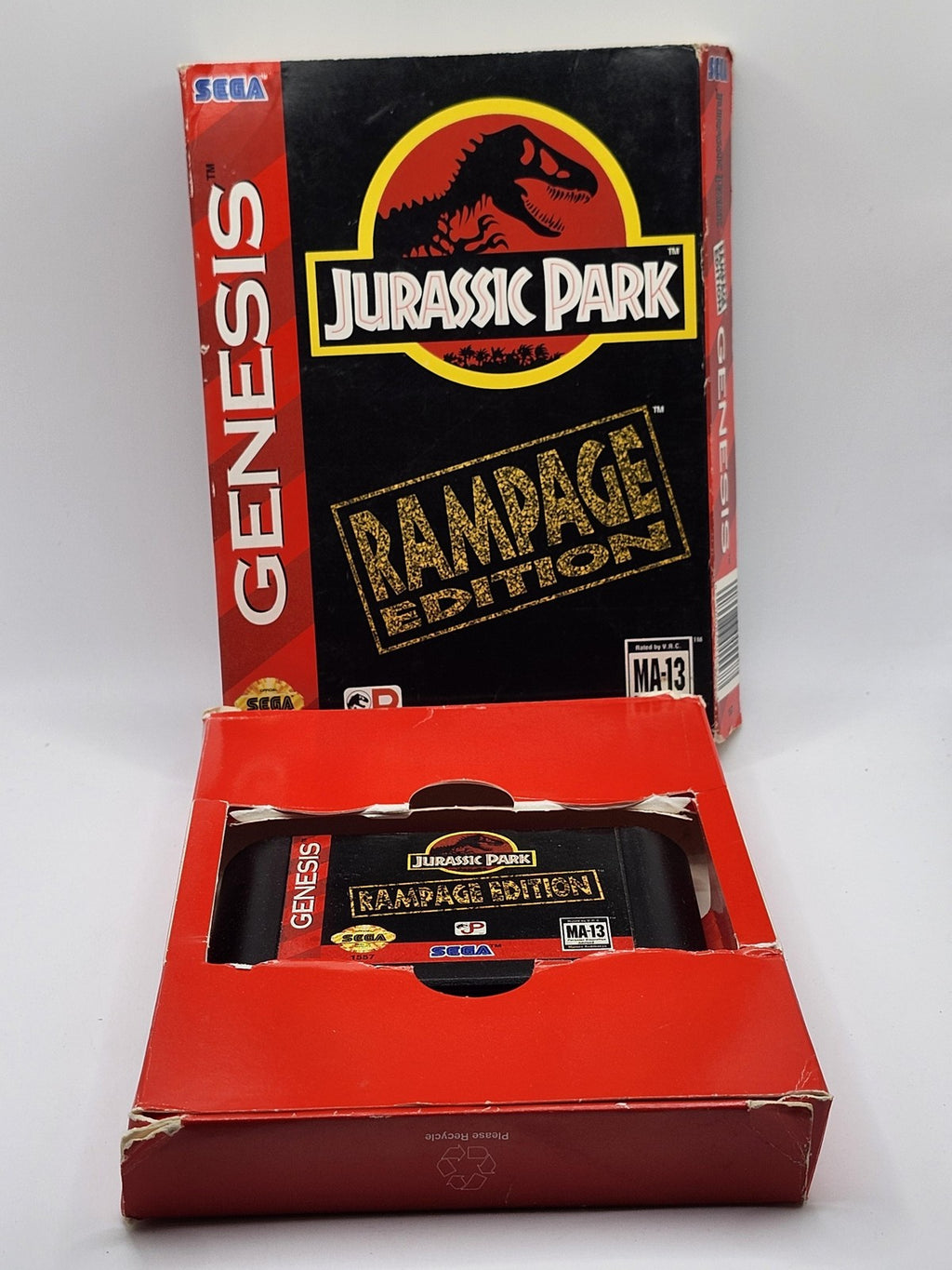 Jurassic Park Rampage Edition Sega Genesis Game Cart Box MA-13 NTSC-U/C 1994