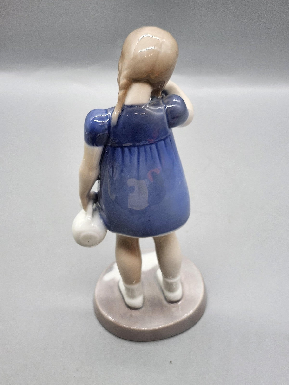 Vintage Bing & Grondahl Girl Child Figurine Small Blue Porcelain Danish Decor