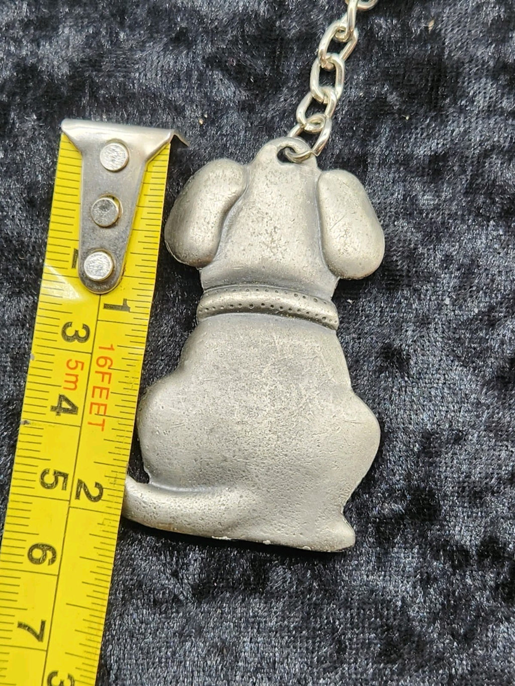Vintage Dog Keychain Pewter Style Metal Puppy Key Ring Figurine