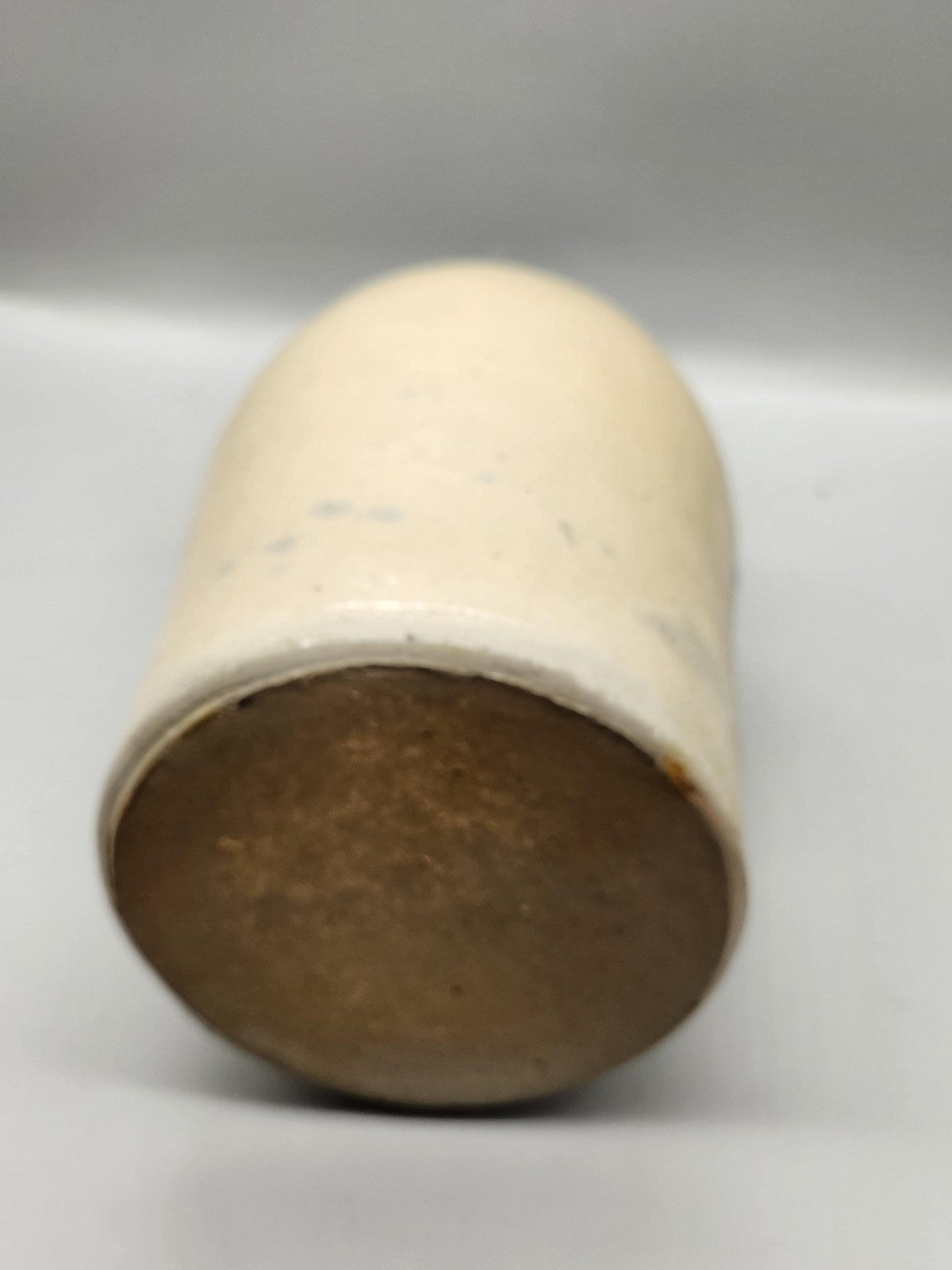 Vintage Unmarked Beige Stoneware Bottle Jug With Handle Rustic Pottery Decor
