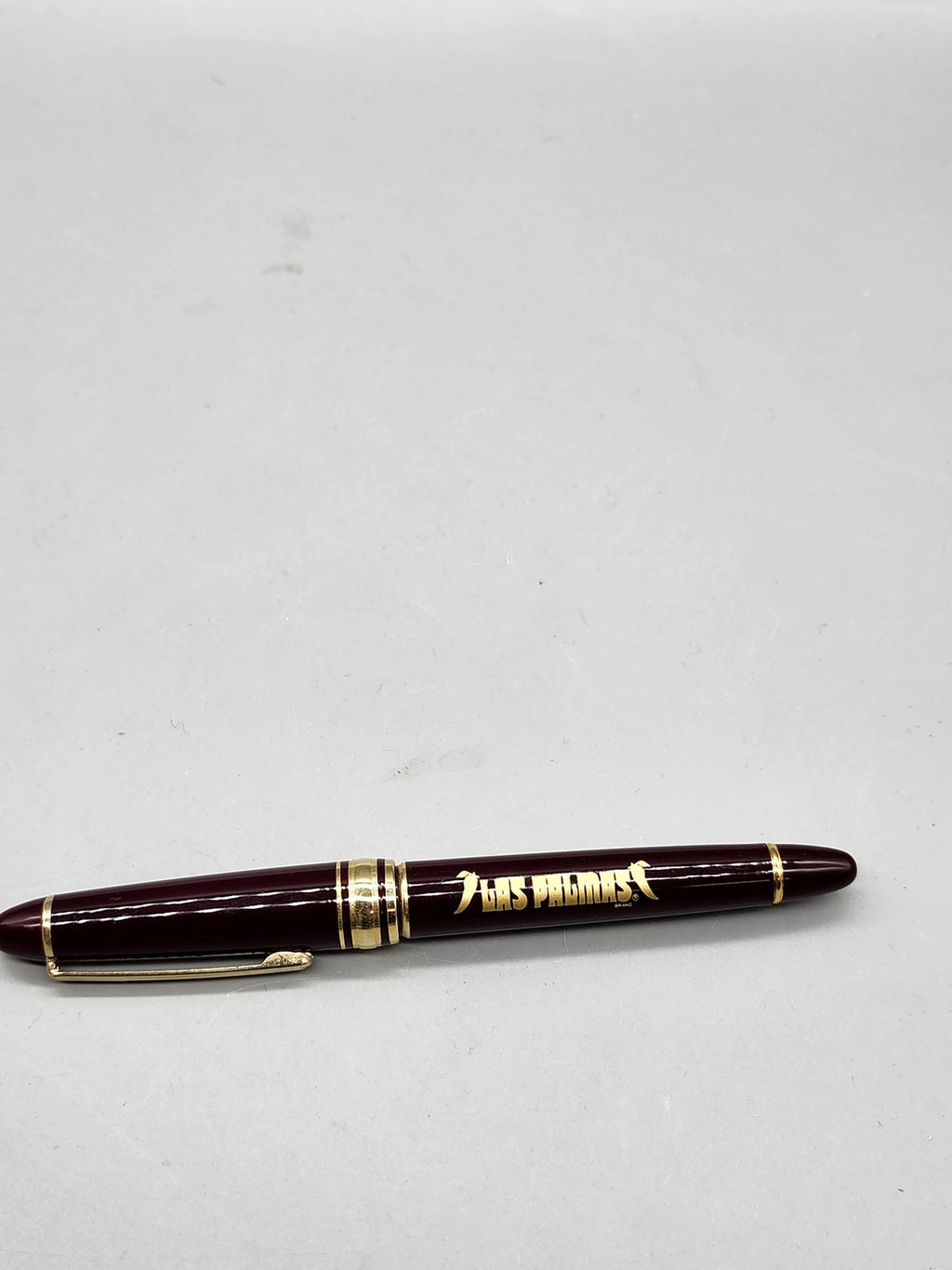 Las Palmas Ballpoint Pen Burgundy Plastic Gold Trim Black Ink Promo Office