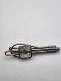 Vintage Silver Tone Tie Clip Men's Engraved Monogram Square Wire Design 2in