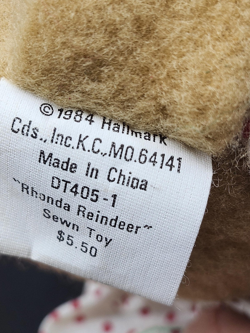 Vintage Hallmark Rhonda Reindeer Sewn Toy Plush Small Tan Stuffed Christmas 1984