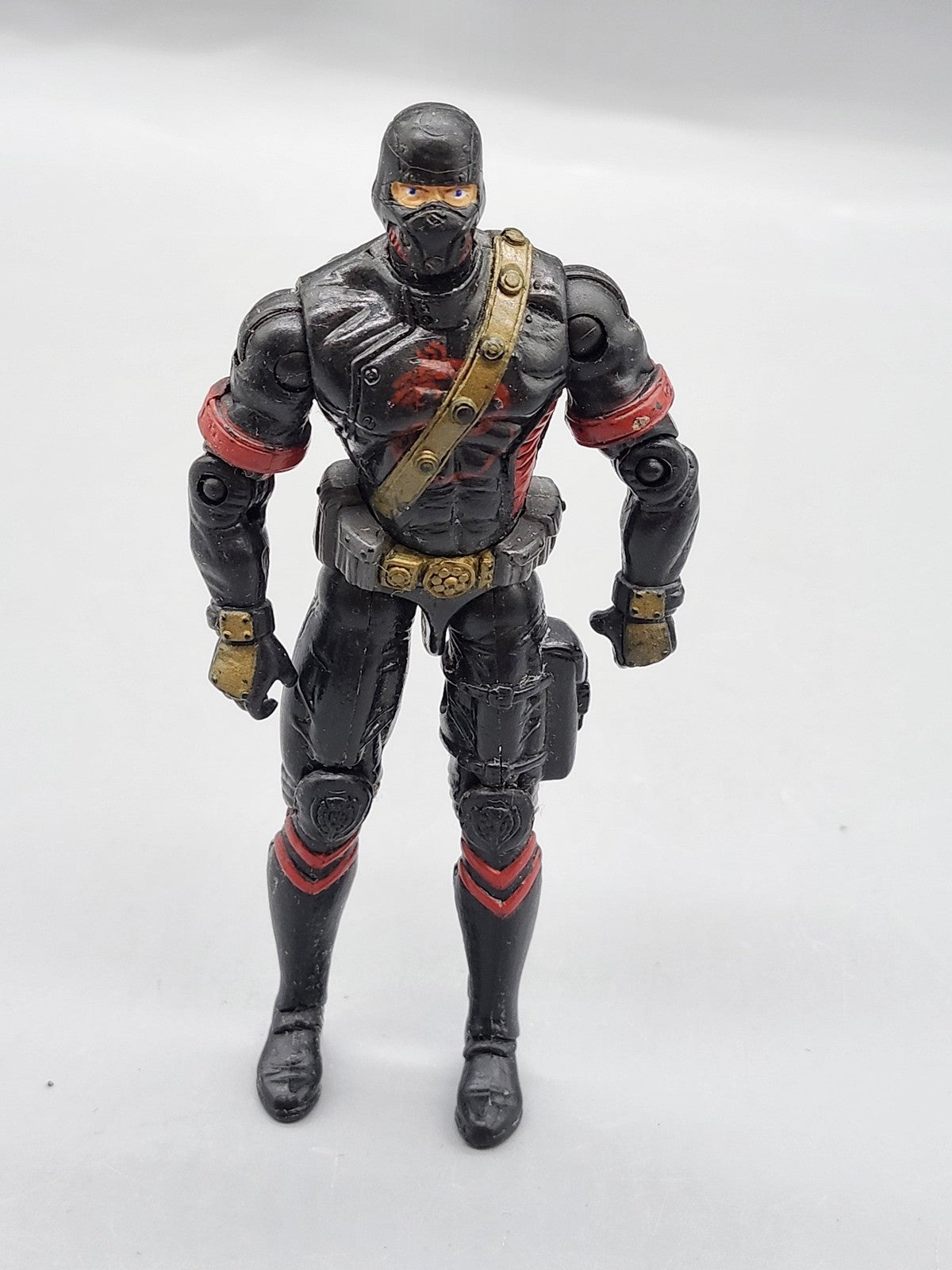 Black Ninja Soldier Action Figure Plastic Toy Loose Red Gold Armor Belt