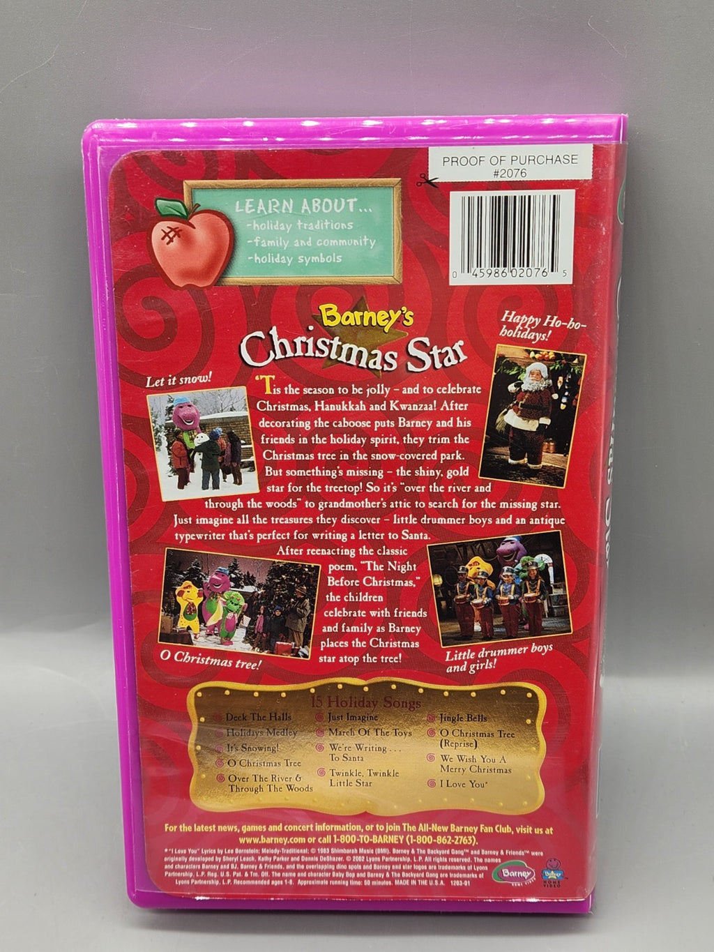 Barney’s Christmas Star VHS 2002 HIT Entertainment Holiday Movie Tested Kids...