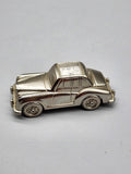 Silver Tone Car Shape Quartz Desk Clock Small Metal Auto Novelty Figurine Decor