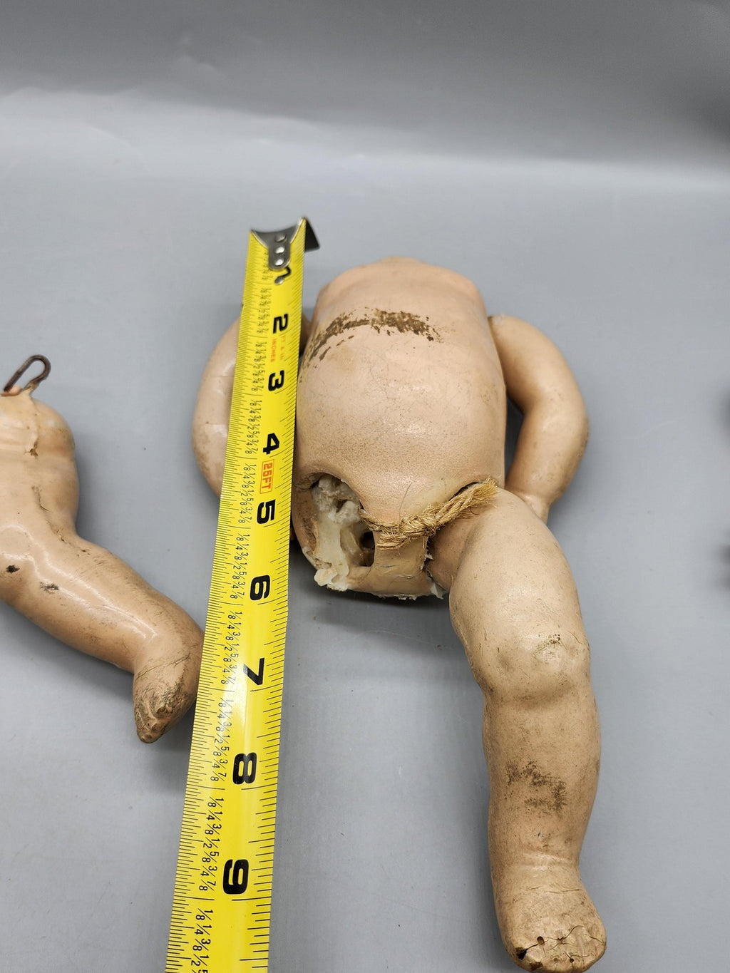 Vintage Composition Baby Doll Body 9 Inch Parts Repair Beige Cracked Damage