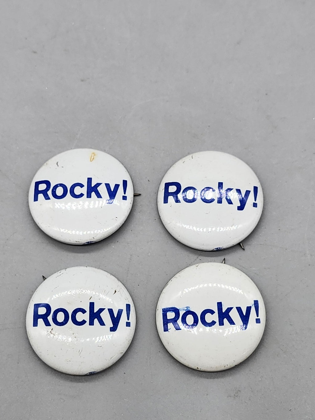 Vintage Rocky! Movie Pinback Buttons Lot 4 Small White Blue Round Collectible