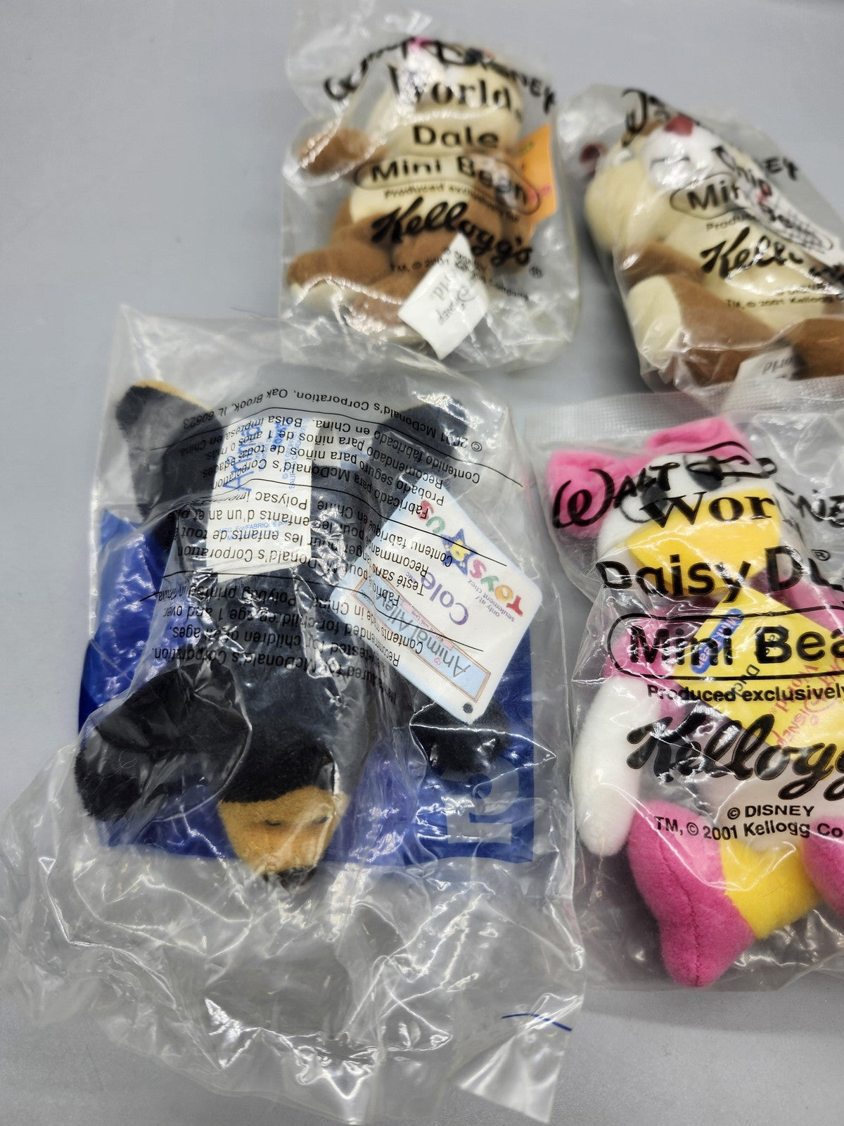 Vintage Disney Kellogg's Mini Bean Plush Lot 5pc Chip Dale Daisy Duck New Bagged